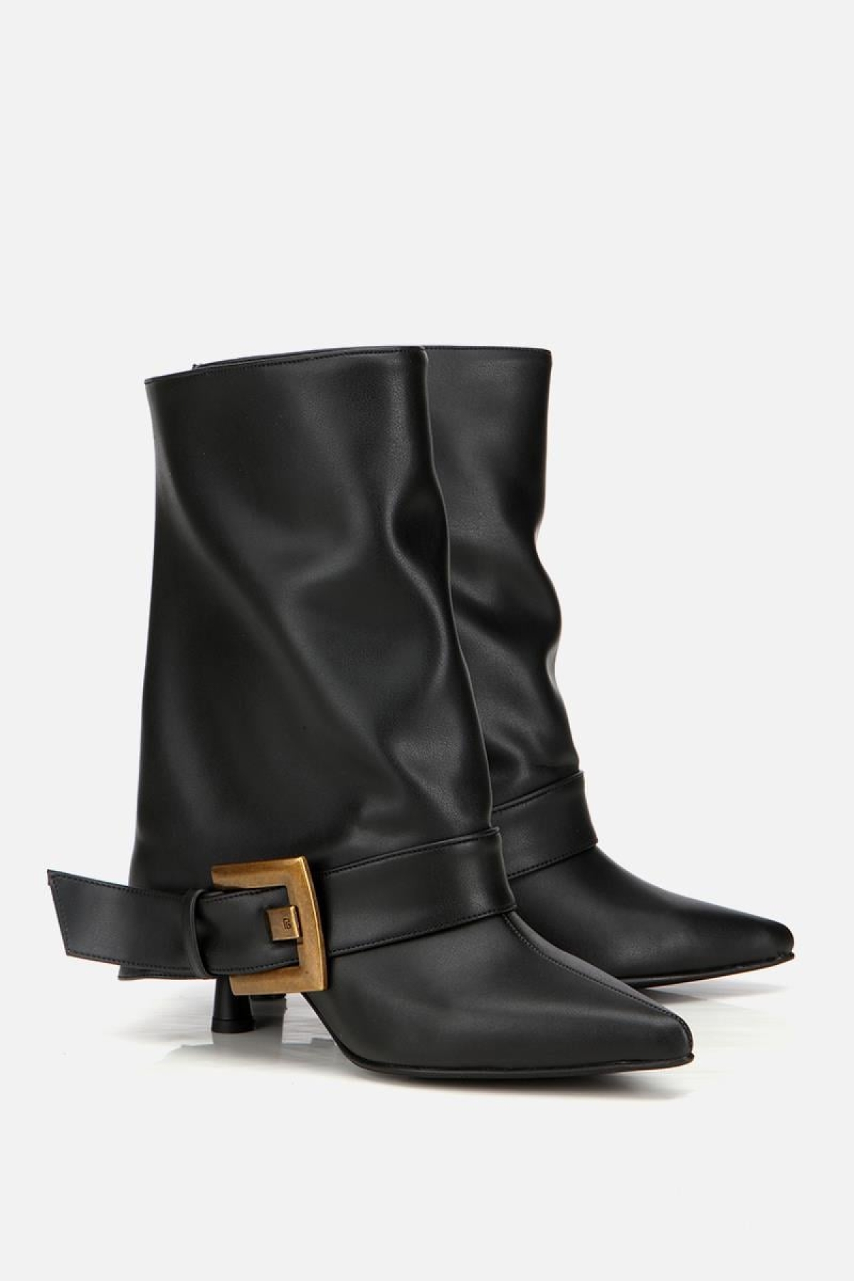 Kadın Siyah Pantolon Görünümlü Tokalı Topuklu Bot - Görsel 3