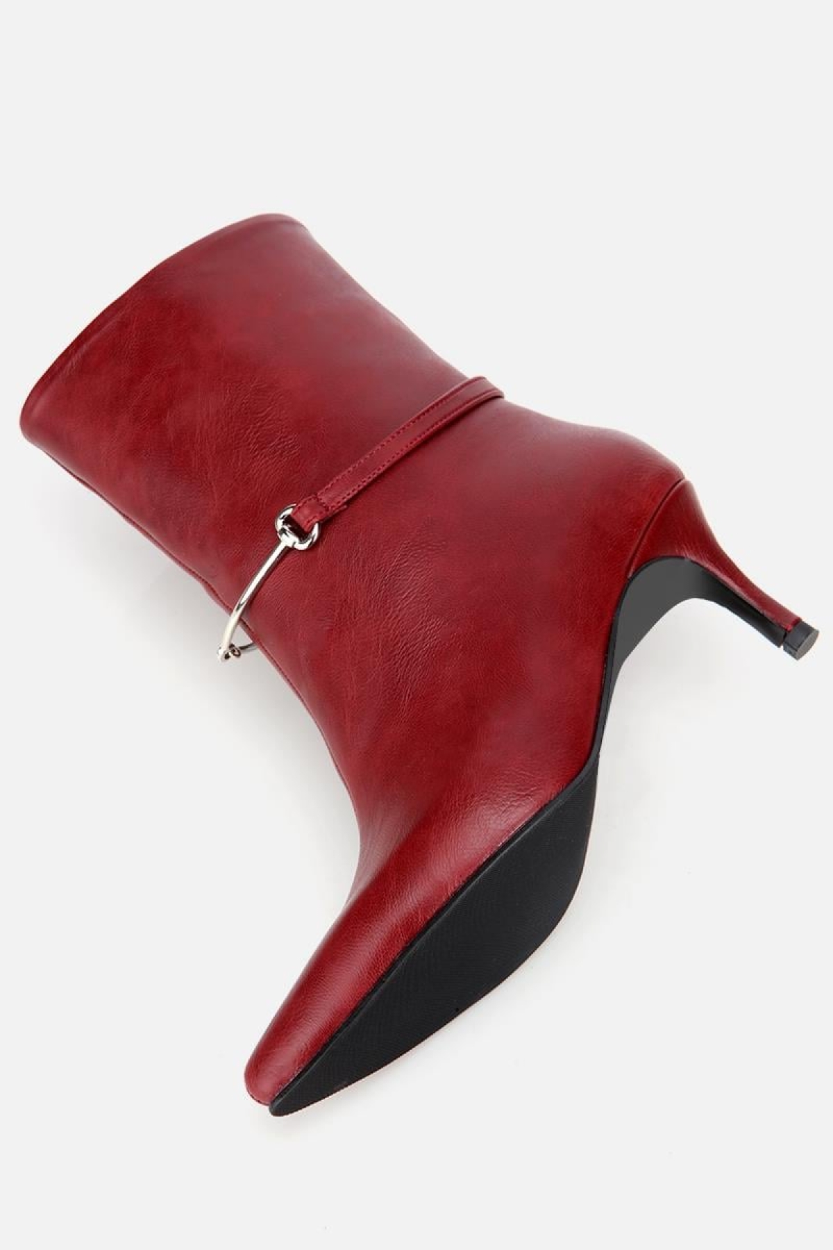 Kadın Bordo Kemer Detaylı Tokalı Bilekte Topuklu Bot - Görsel 7