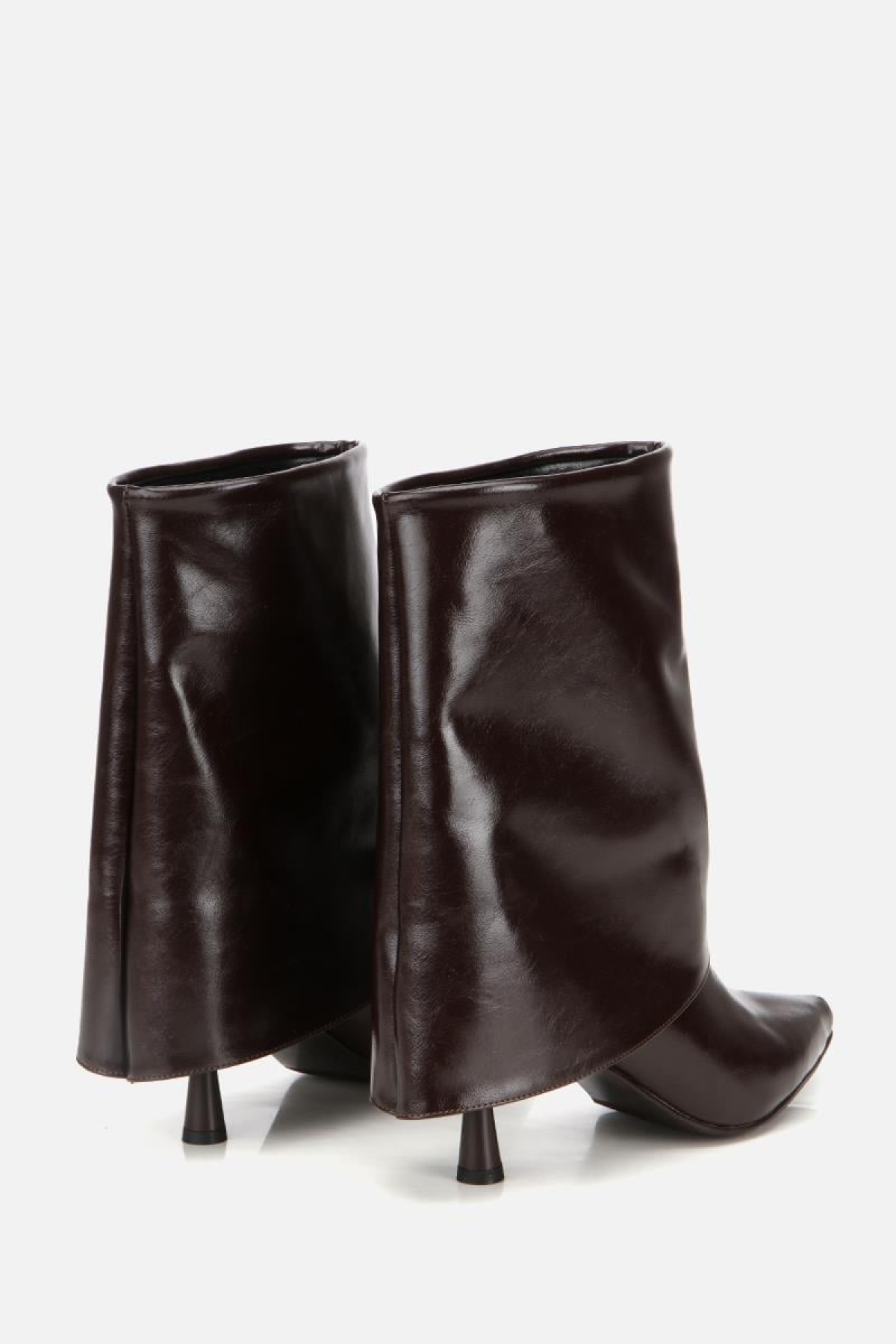 Kadın Rugan Kahverengi Pantolon Görünümlü Topuklu Bot - Görsel 4