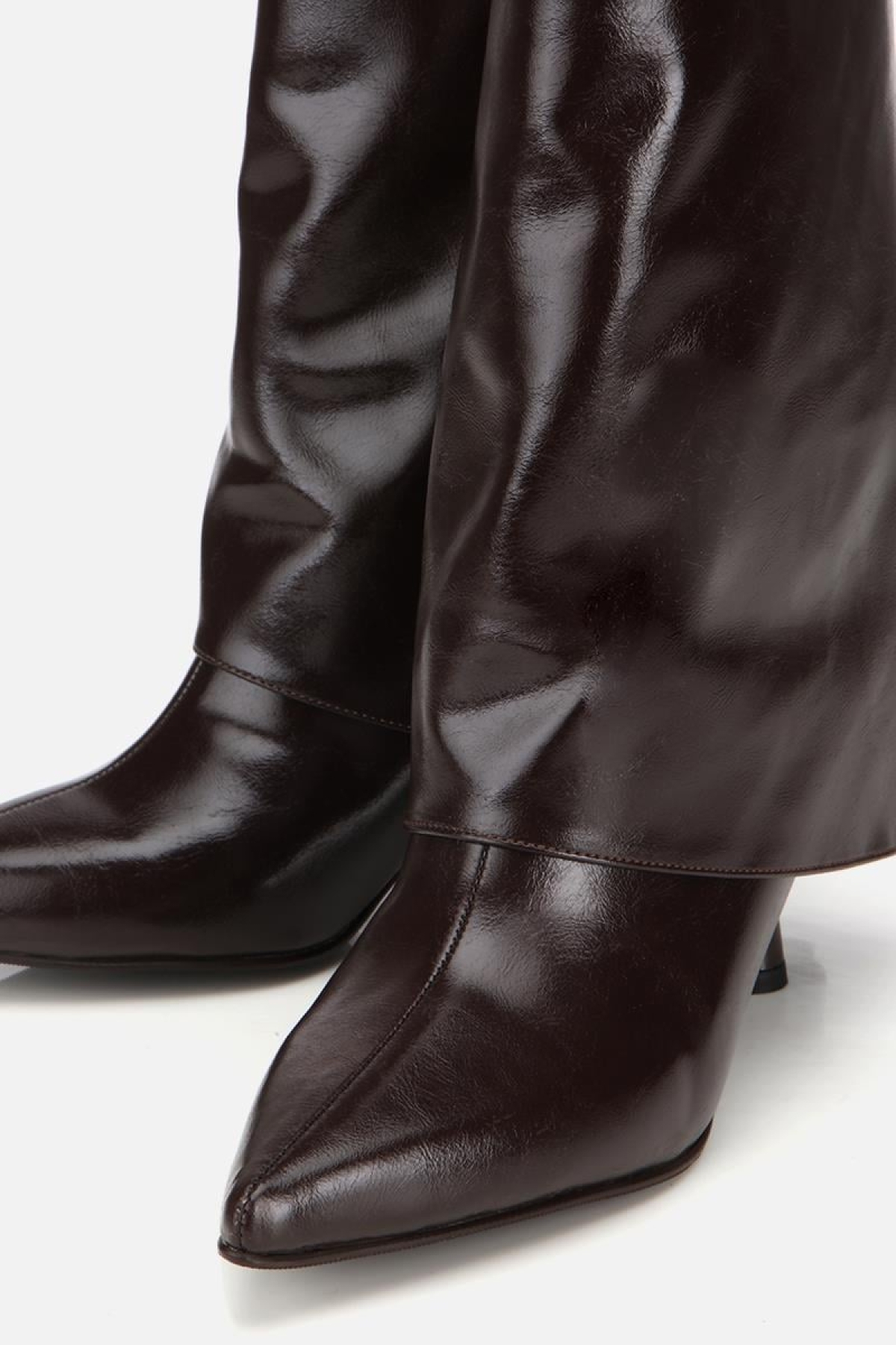 Kadın Rugan Kahverengi Pantolon Görünümlü Topuklu Bot - Görsel 5