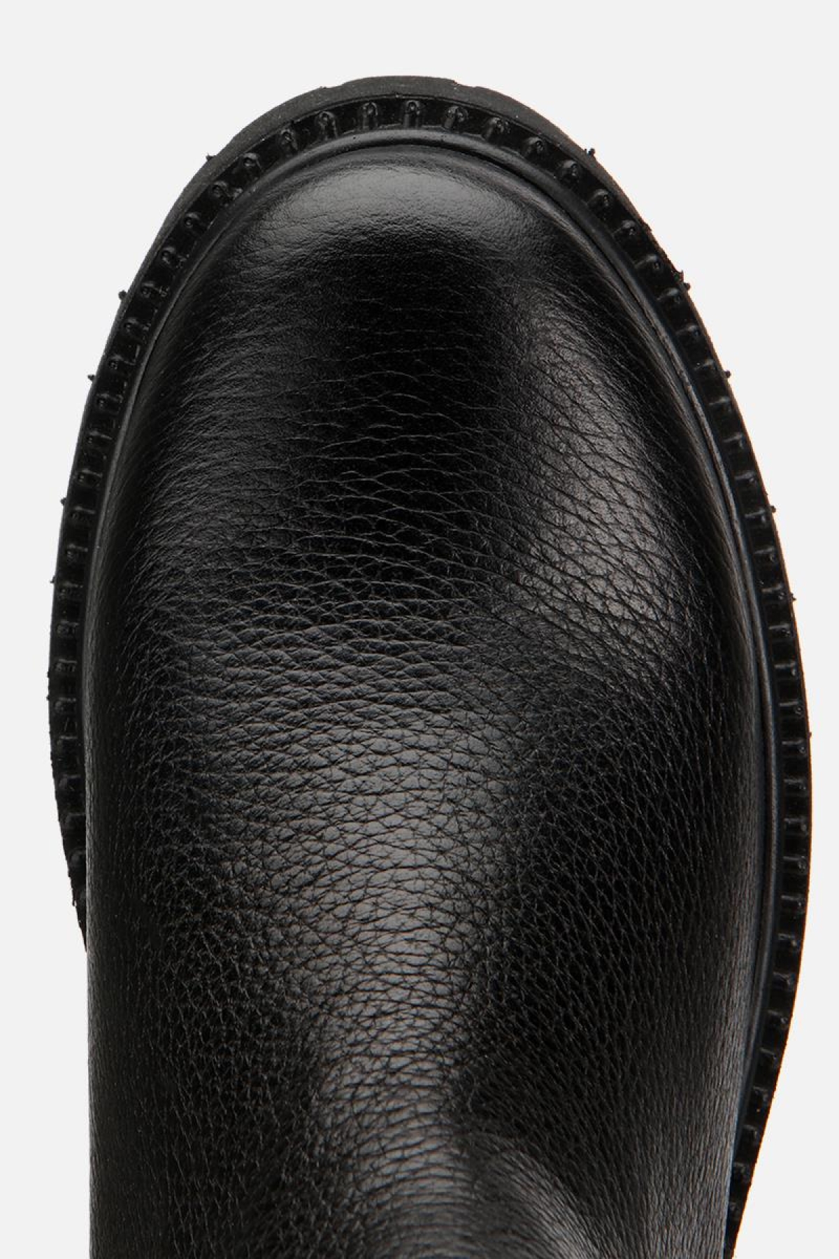 Kadın Deri Siyah Lastik Detaylı Kalın Tabanlı Düz Bot - Görsel 6