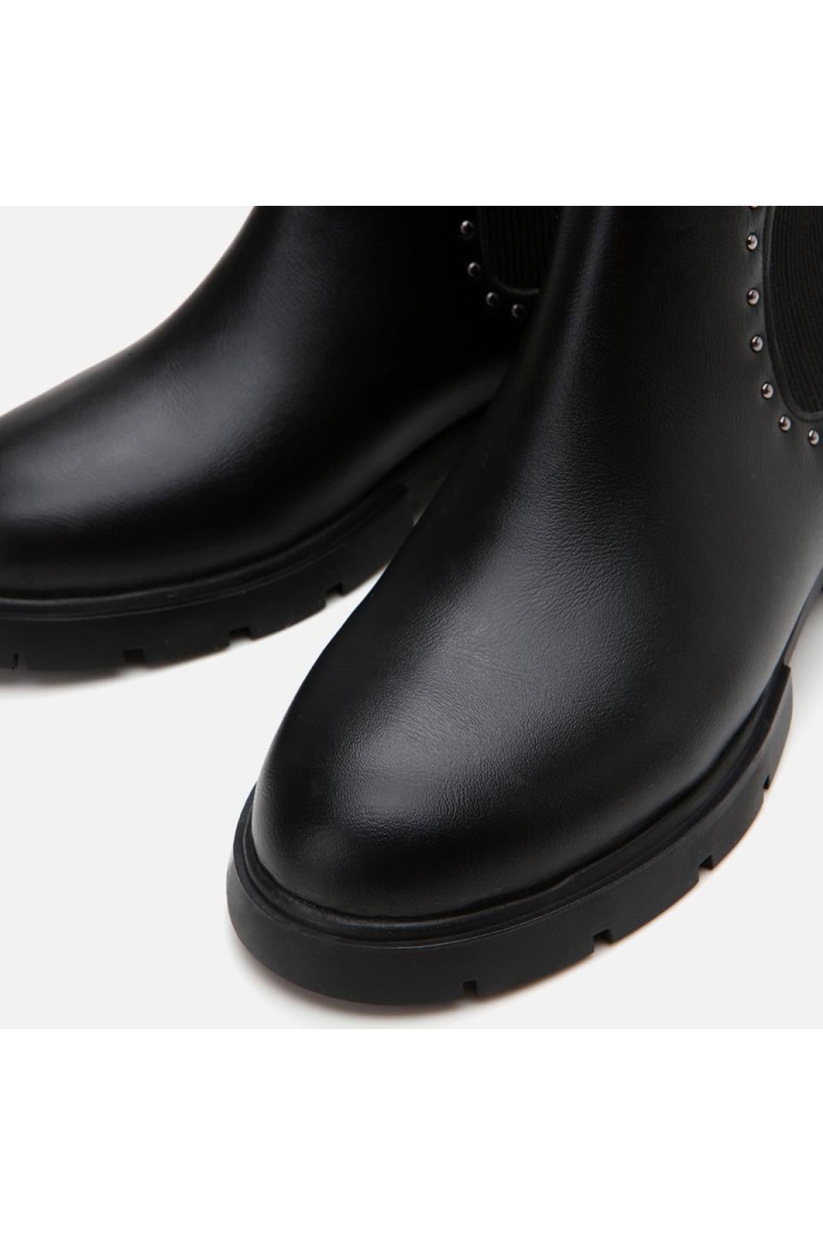 Siyah Kadın Zımbalı Düz Bot - Görsel 4