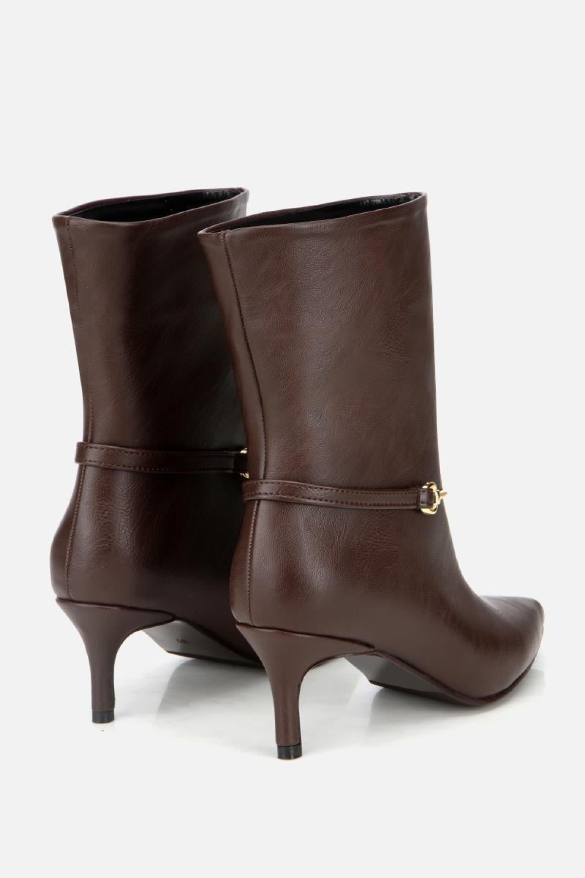Kadın Kahverengi Kemer Detaylı Tokalı Bilekte Topuklu Bot - Görsel 4