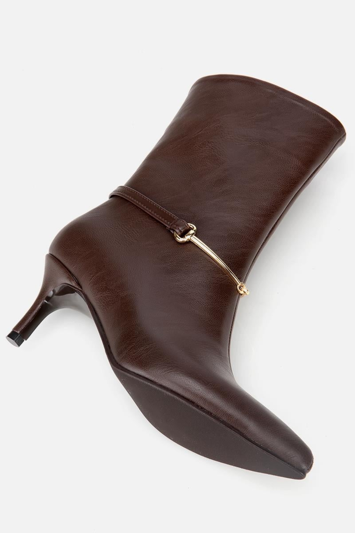 Kadın Kahverengi Kemer Detaylı Tokalı Bilekte Topuklu Bot - Görsel 7