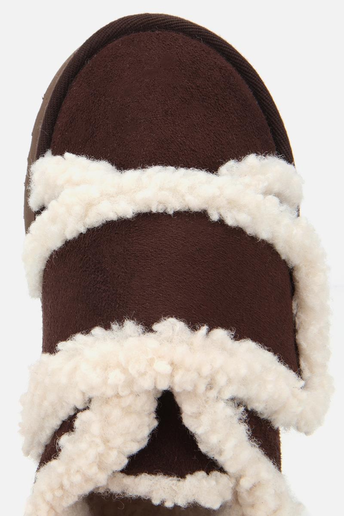 Kadın Süet Kahverengi İçi Kürklü Yüksek Tabanlı Kalın Bantlı Düz Ayakkabı - Görsel 6