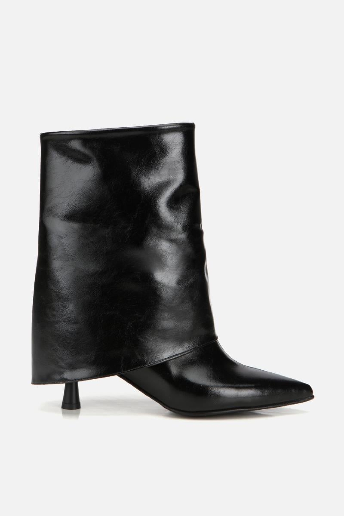 Kadın Rugan Siyah Pantolon Görünümlü Topuklu Bot - Görsel 2