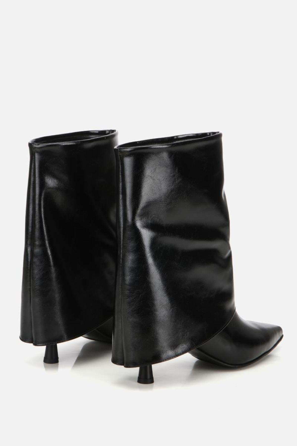 Kadın Rugan Siyah Pantolon Görünümlü Topuklu Bot - Görsel 4