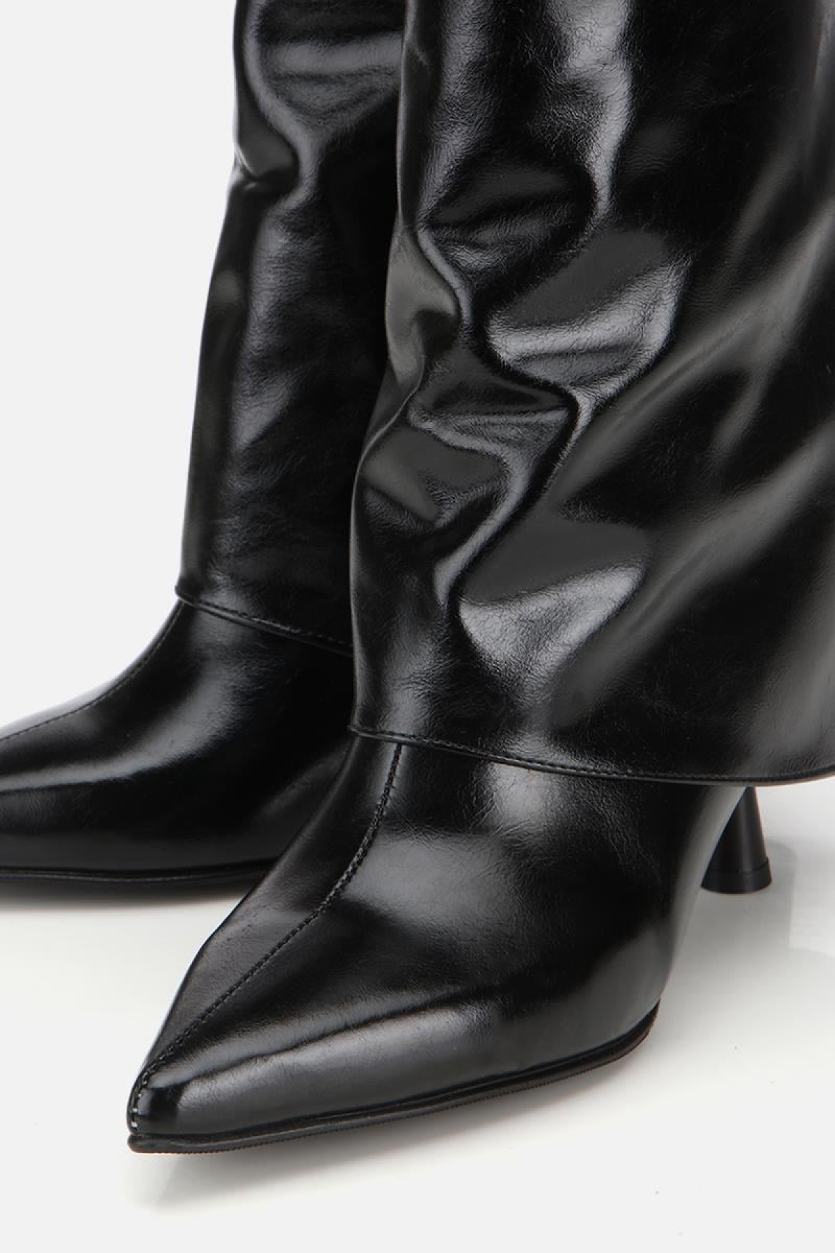 Kadın Rugan Siyah Pantolon Görünümlü Topuklu Bot - Görsel 5