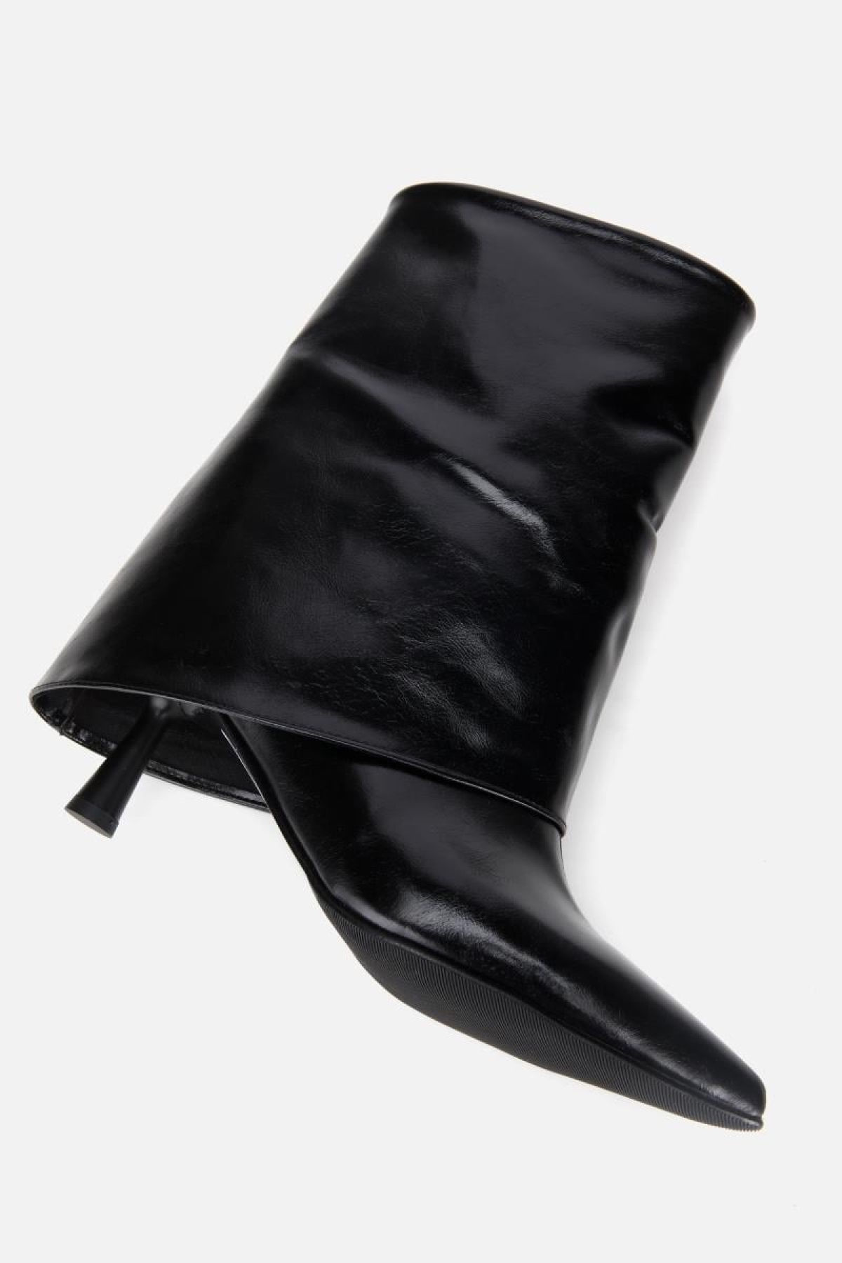 Kadın Rugan Siyah Pantolon Görünümlü Topuklu Bot - Görsel 7