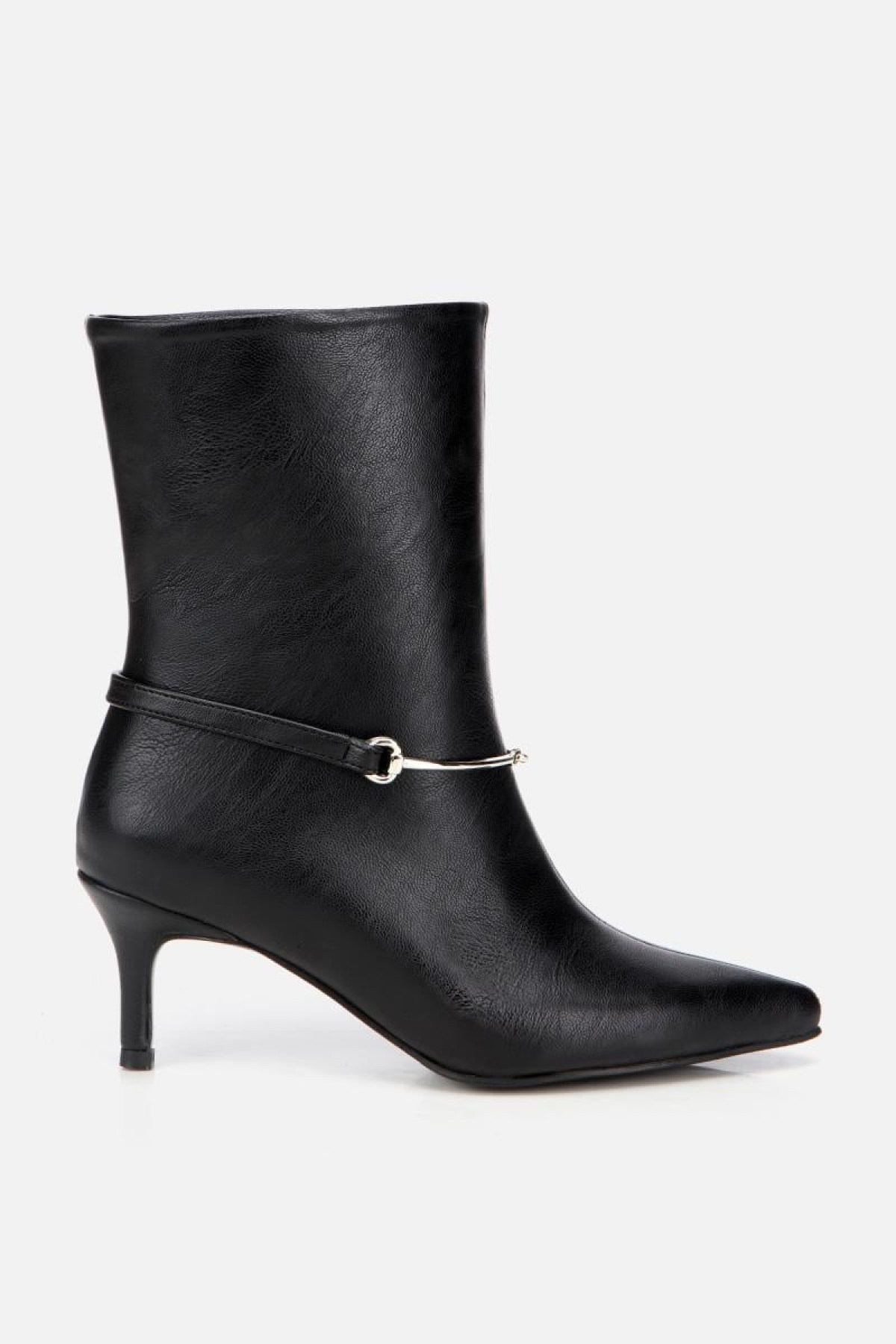 Kadın Siyah Kemer Detaylı Tokalı Bilekte Topuklu Bot - Görsel 2
