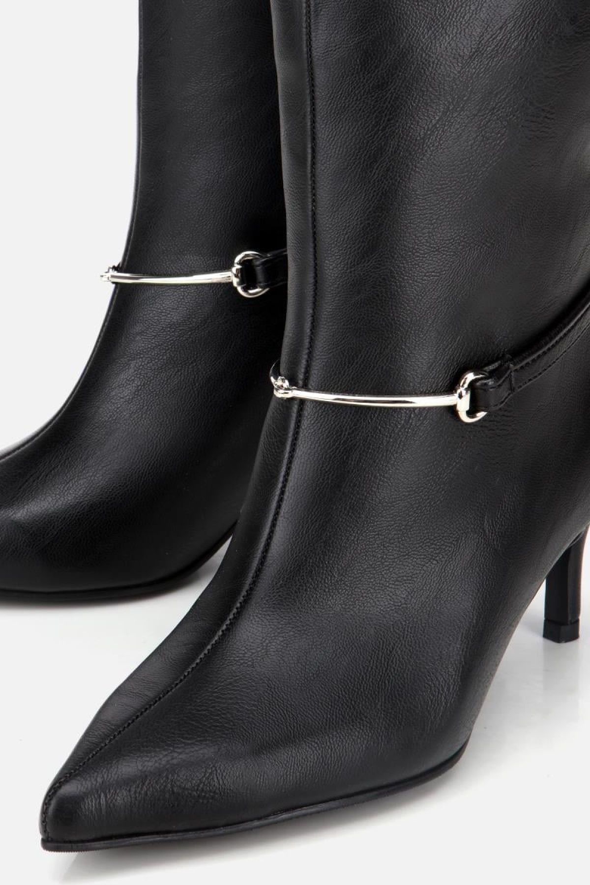 Kadın Siyah Kemer Detaylı Tokalı Bilekte Topuklu Bot - Görsel 5