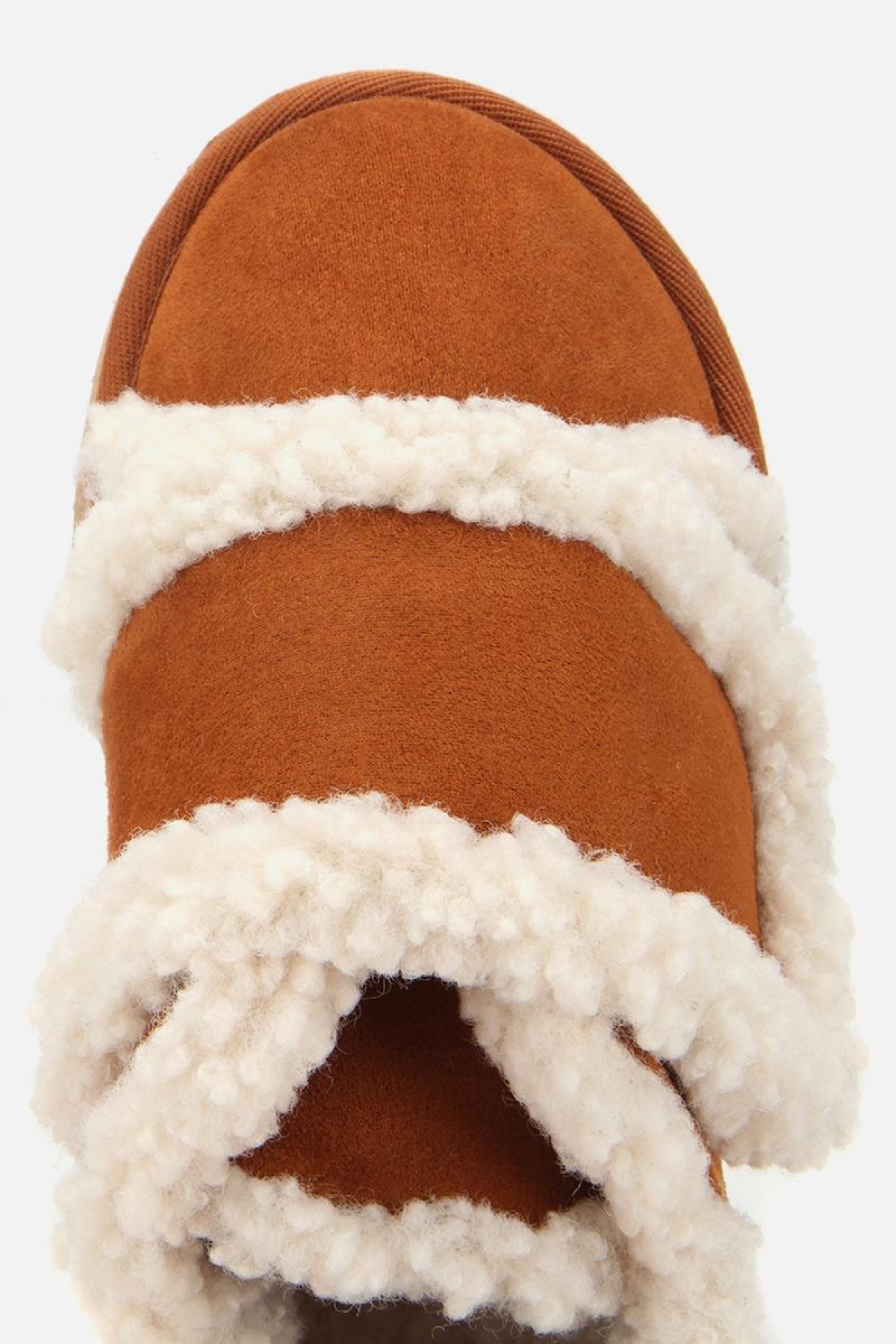 Kadın Süet Taba İçi Kürklü Yüksek Tabanlı Kalın Bantlı Düz Ayakkabı - Görsel 6