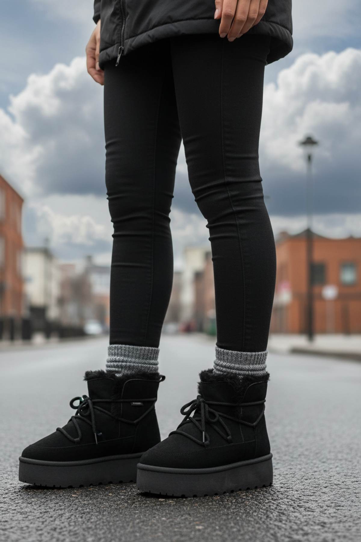 25K-8138 5PR Siyah Kadın Kar Botu - Görsel 3