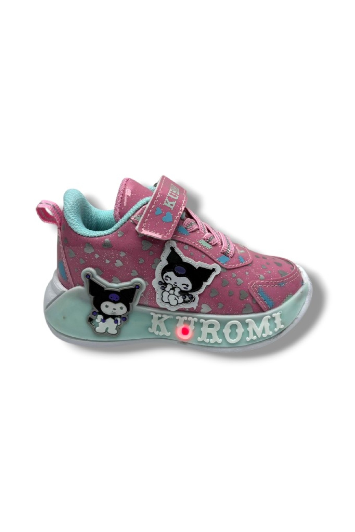 Kuromi 725-26 Simli Parlak Deri Anatomik Kız Çocuk Sneaker Pembe Yeşil 22-25 - Görsel 3