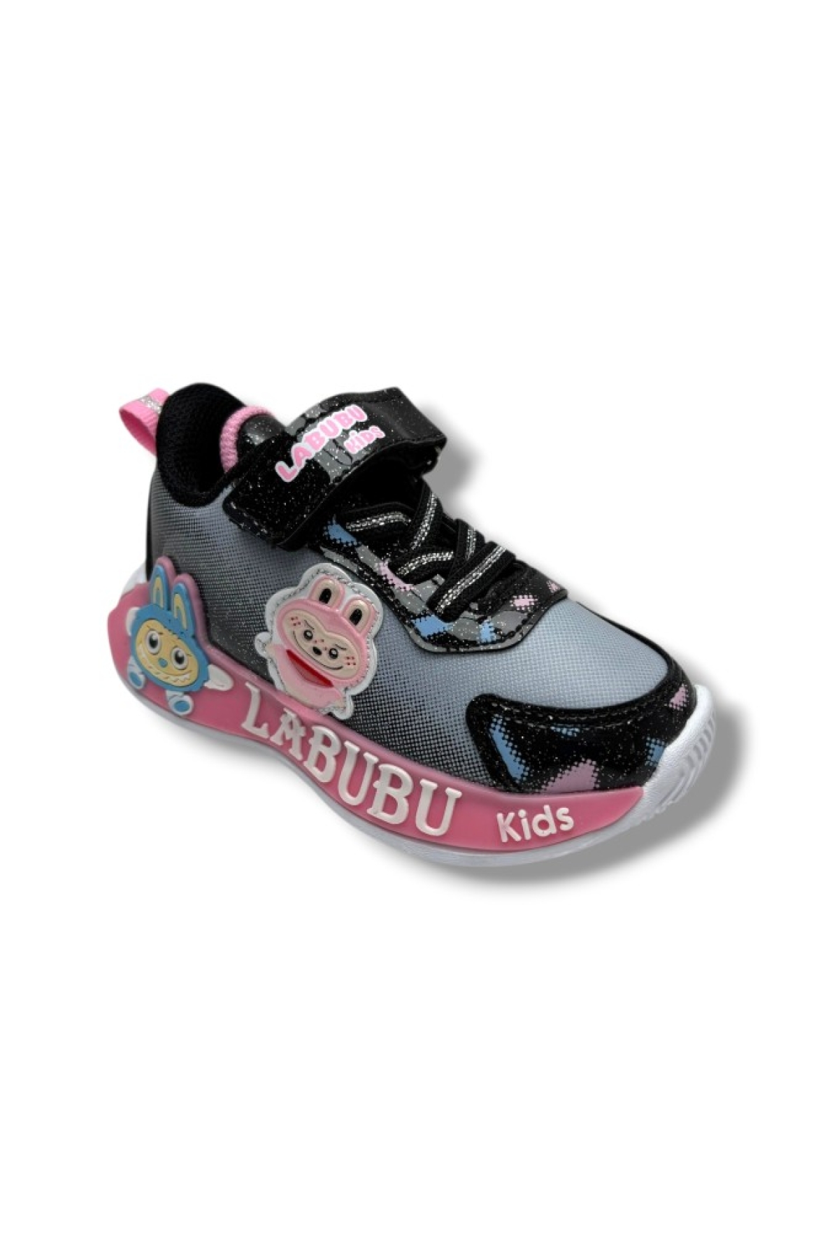 Labubu 624-26 Simli Parlak Deri Işıklı Anatomik Kız Çocuk Sneaker Siyah Pembe 22-25 - Görsel 2
