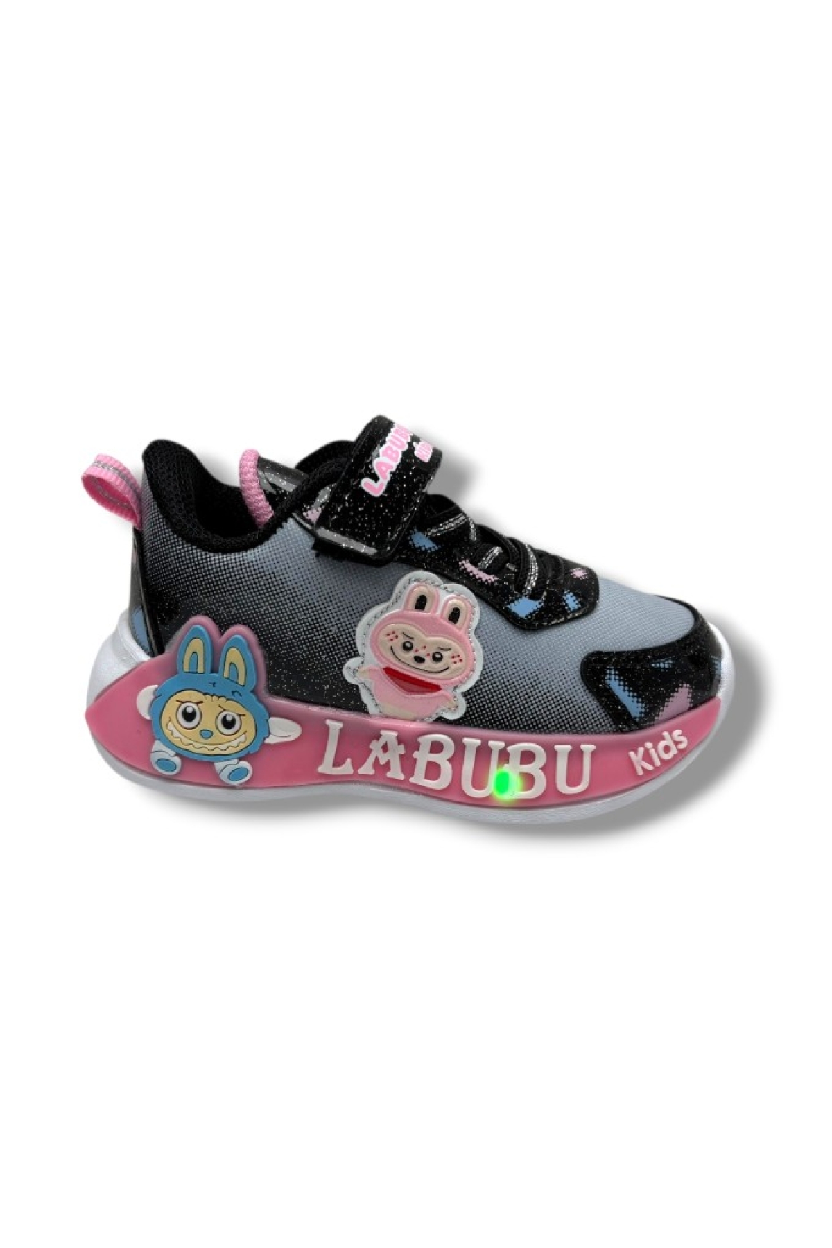 Labubu 624-26 Simli Parlak Deri Işıklı Anatomik Kız Çocuk Sneaker Siyah Pembe 22-25 - Görsel 3