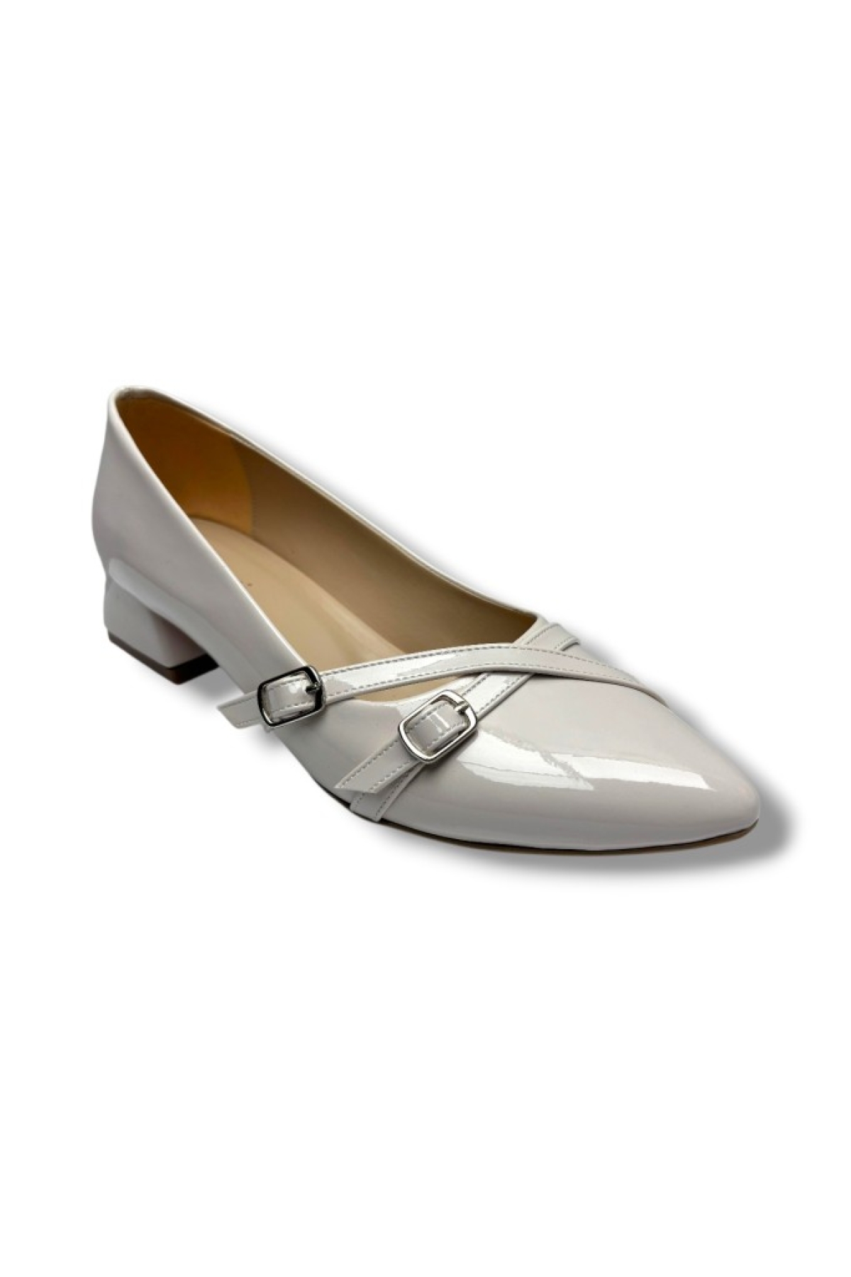 676-26 Rugan Deri Çift Tokalı Kare Topuk Kadın Ayakkabı 41-42 - Görsel 2