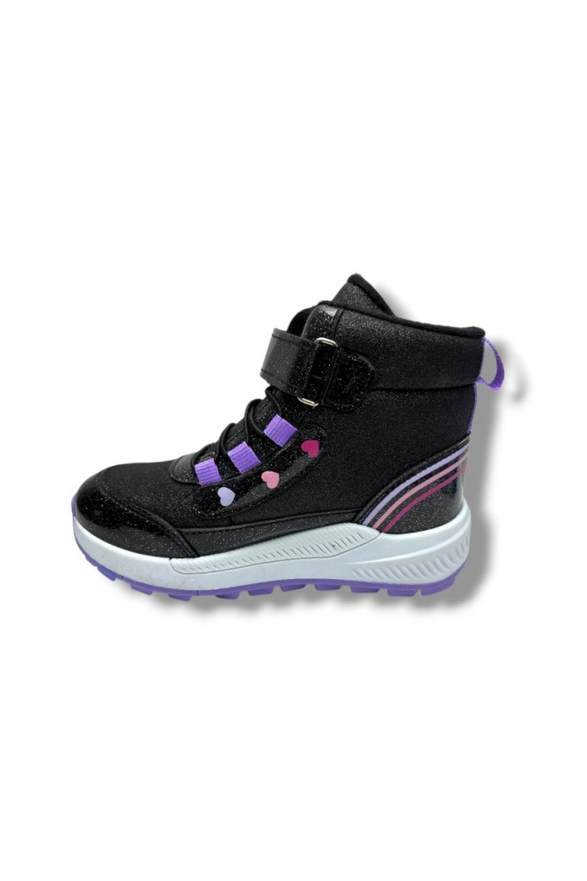 138.F-26 Deri Simli Kız Çocuk Bot Siyah Lila 31-35 - Görsel 4