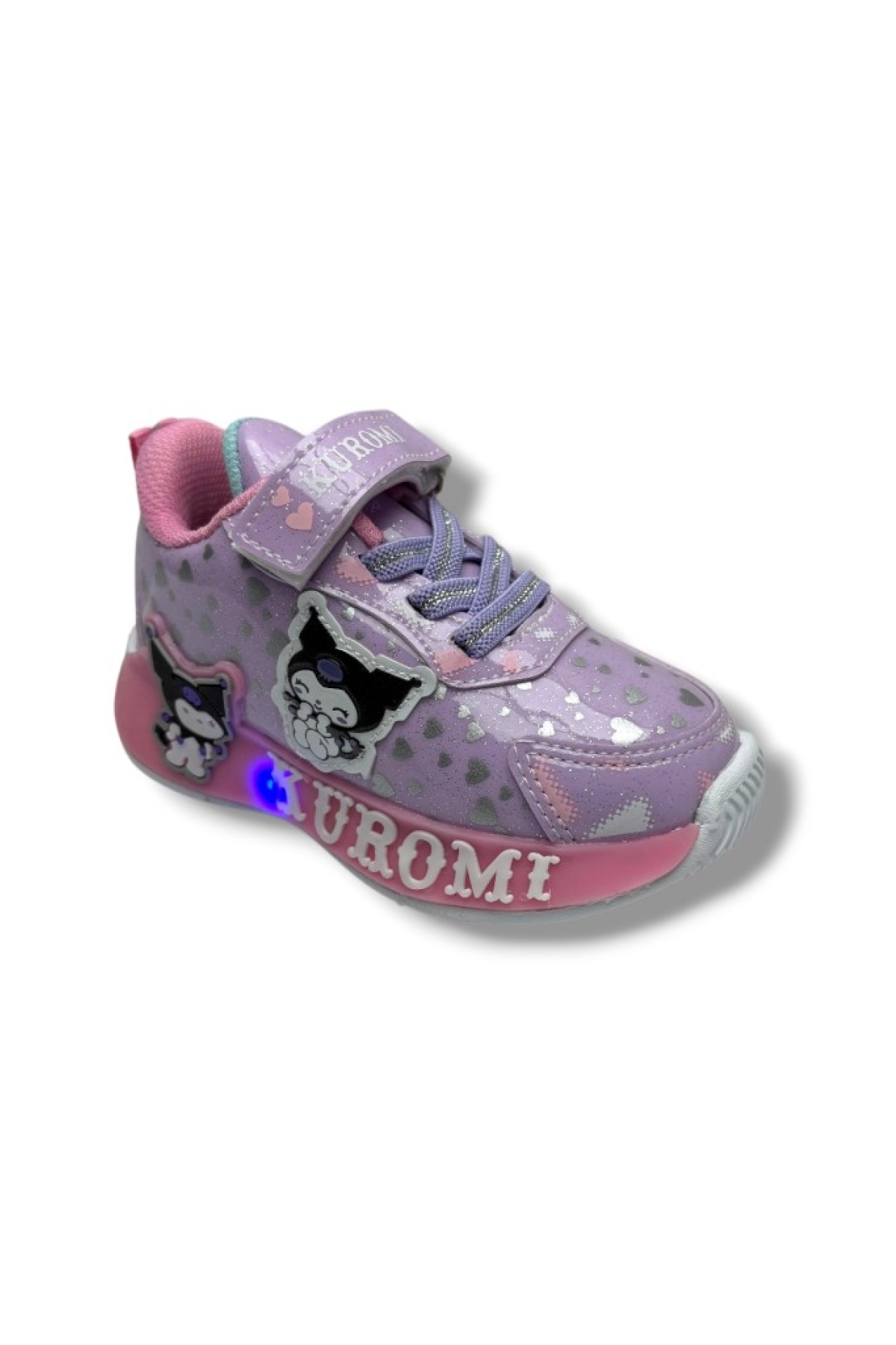 Kuromi 725-26 Simli Parlak Deri Anatomik Kız Sneaker Çocuk Lila Pembe 22-25 - Görsel 2