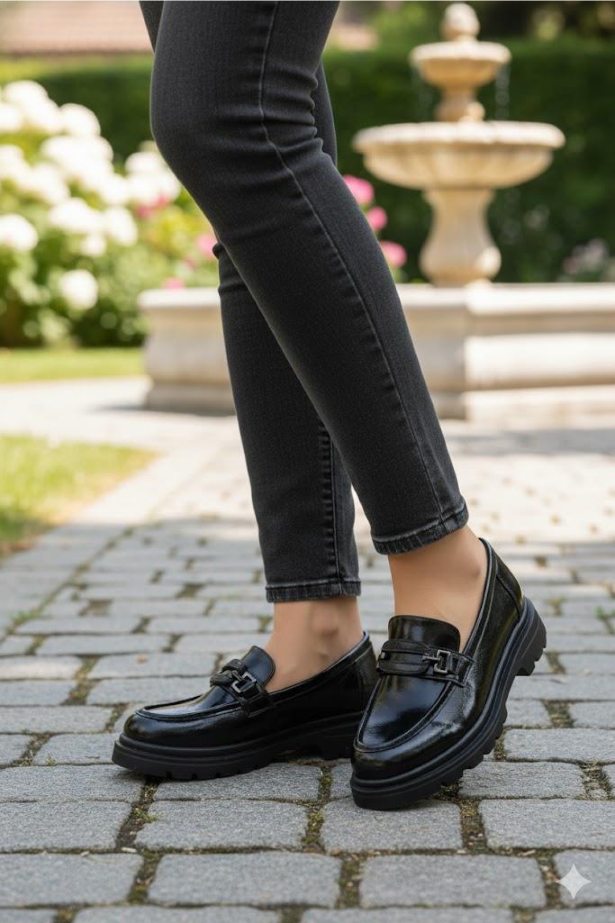 35833 Siyah Açma Toka Detaylı Rahat Loafer Kadın Ayakkabı - Görsel 3
