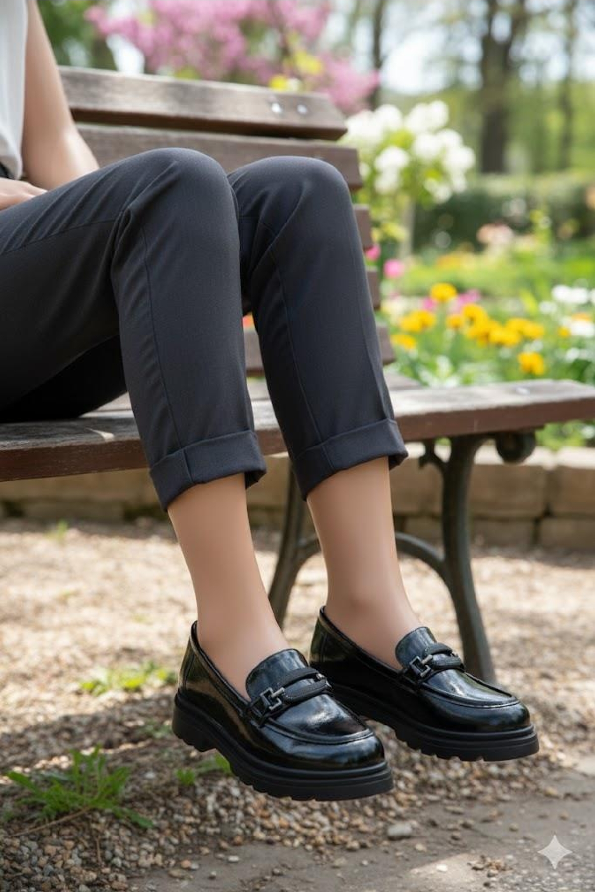 35833 Siyah Açma Toka Detaylı Rahat Loafer Kadın Ayakkabı - Görsel 6