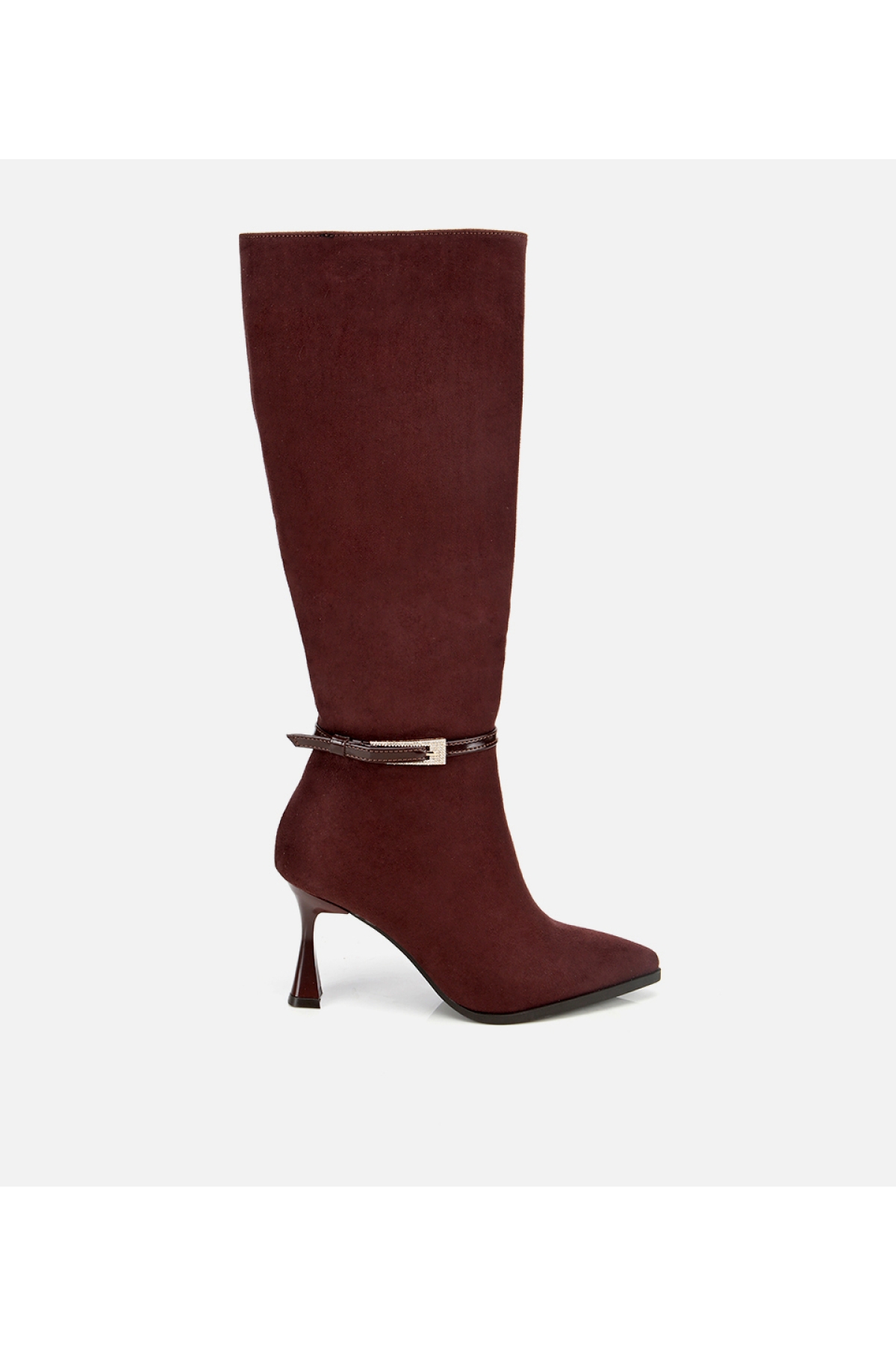 Hotiç Kadın Süet Siyah Kahverengi Tokalı İnce Topuklu Bot model görseli