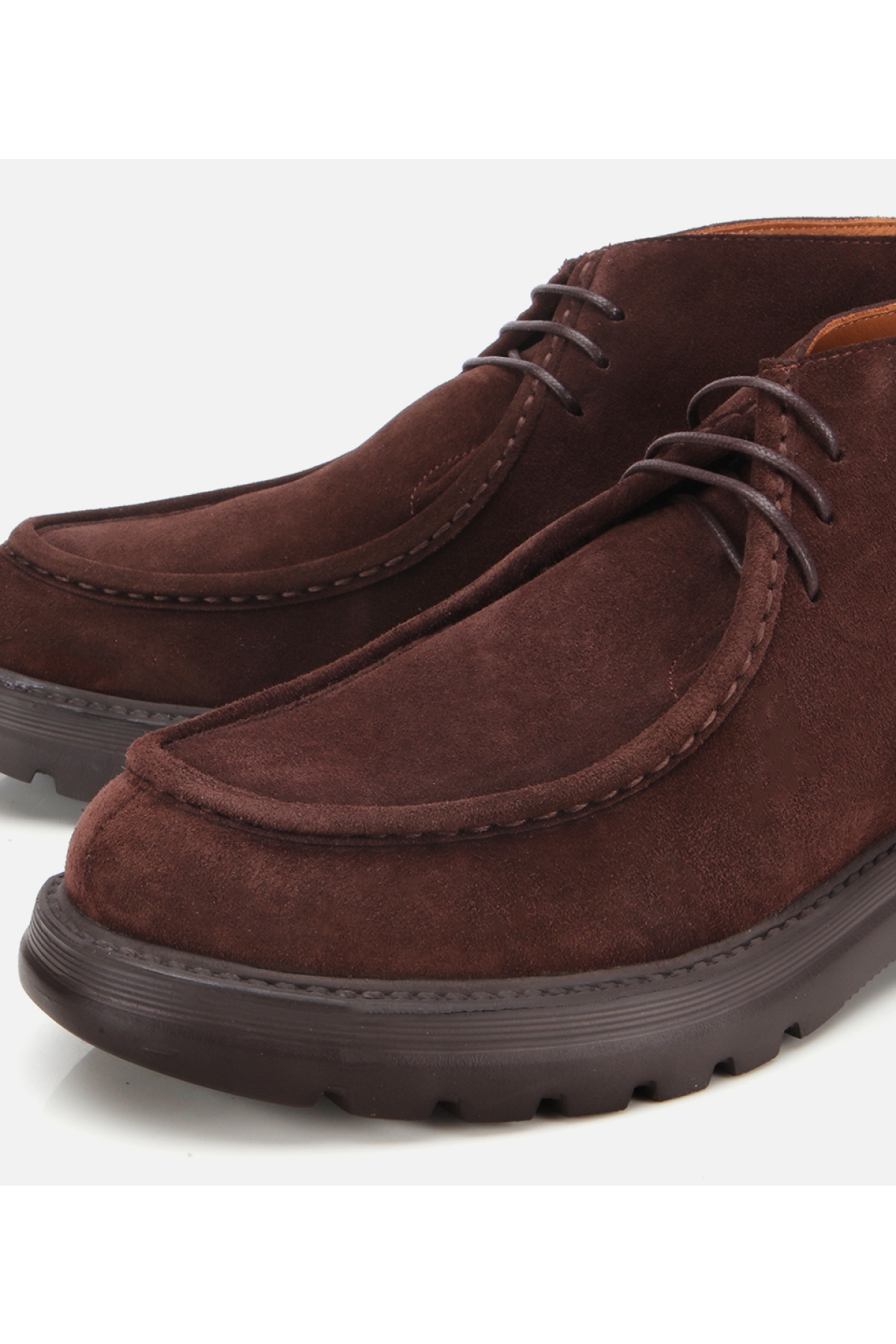 Erkek Süet Deri Kahverengi Dikiş Detaylı Klasik Bot - Görsel 3