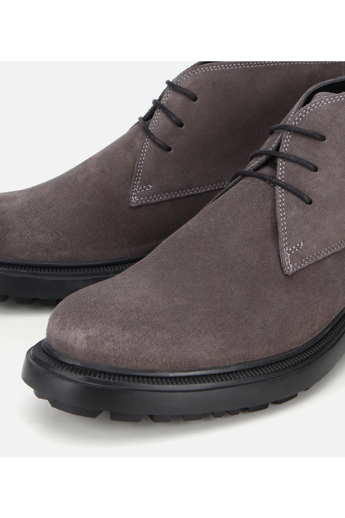 Erkek Süet Deri Gri Bağcık Detaylı Klasik Bot - Görsel 3