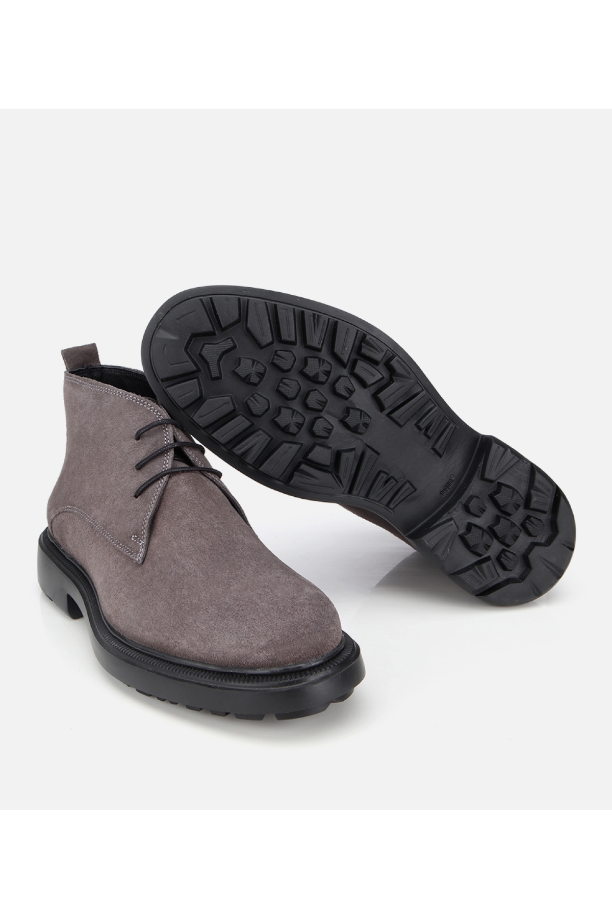 Erkek Süet Deri Gri Bağcık Detaylı Klasik Bot - Görsel 6