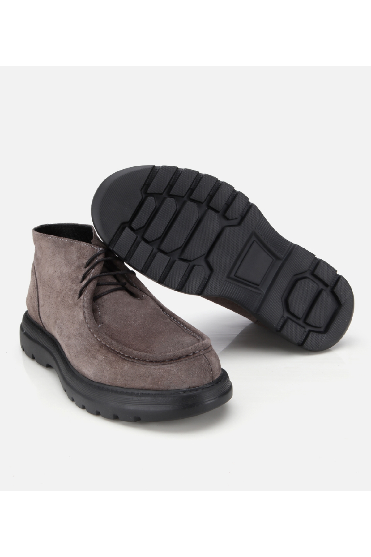 Erkek Süet Deri Gri Dikiş Detaylı Klasik Bot - Görsel 6