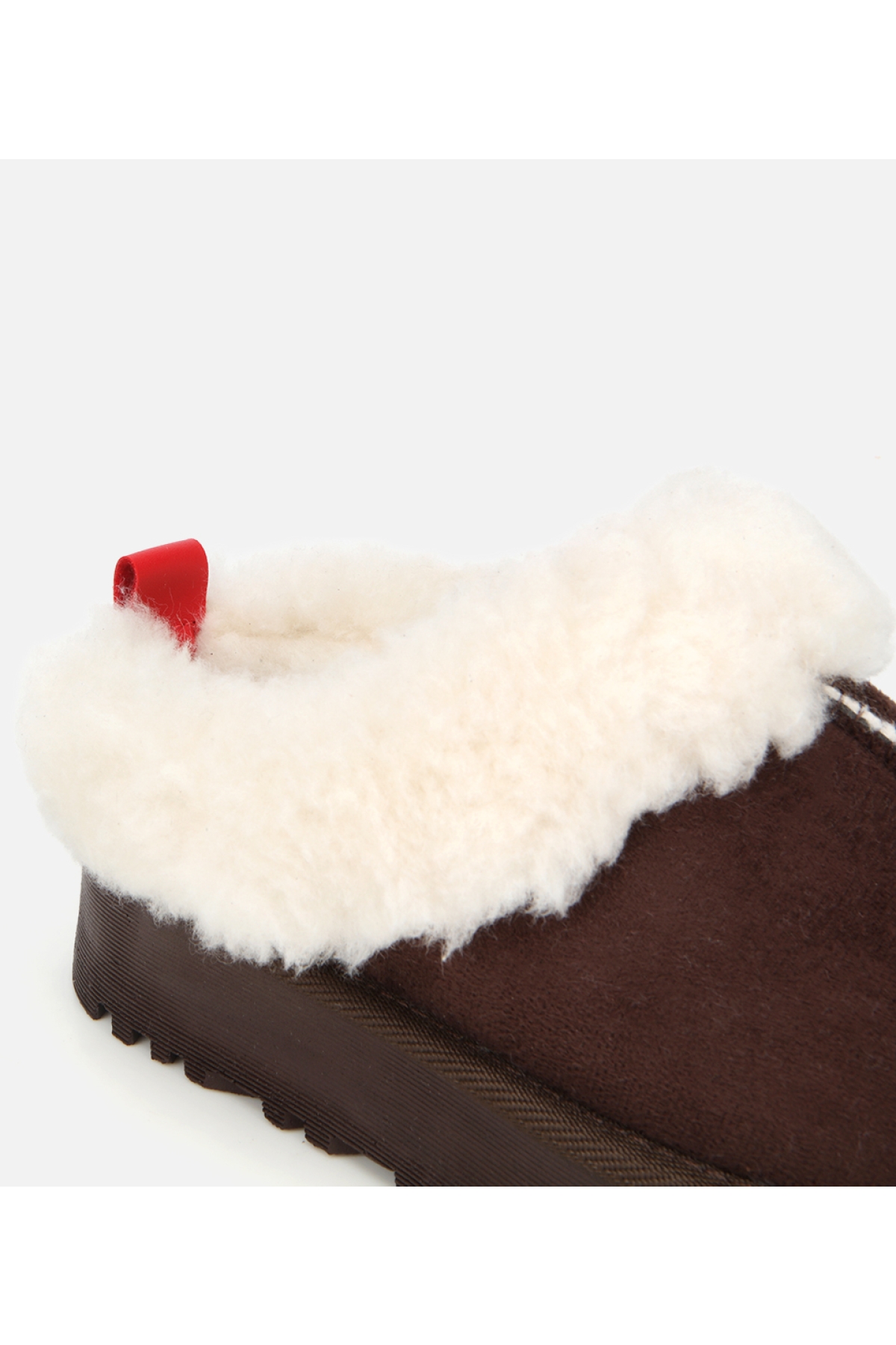 Kadın Süet Kahverengi İçi Kürklü Düz Terlik - Görsel 2