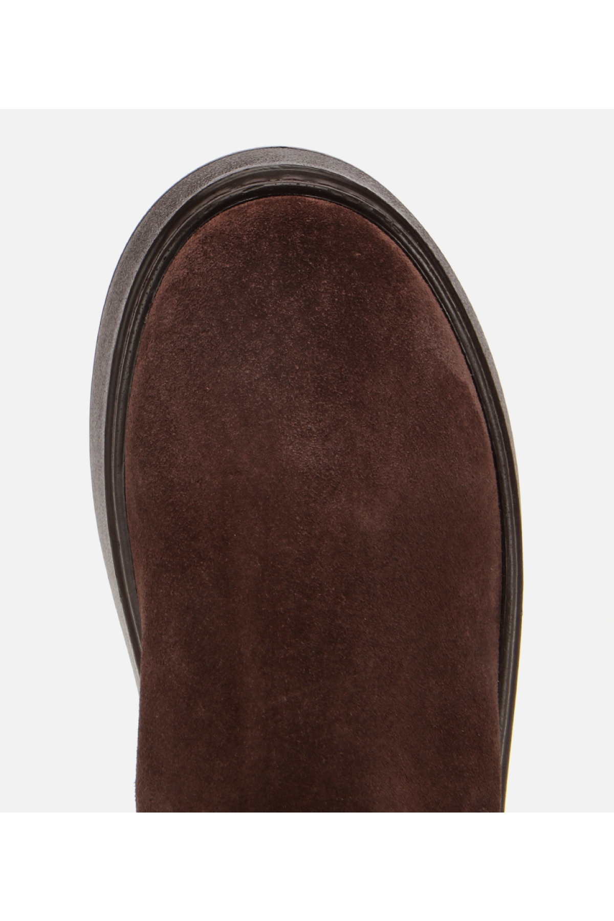 Kadın Süet Deri Kahverengi Lastik Detaylı Kalın Tabanlı Düz Bot - Görsel 5