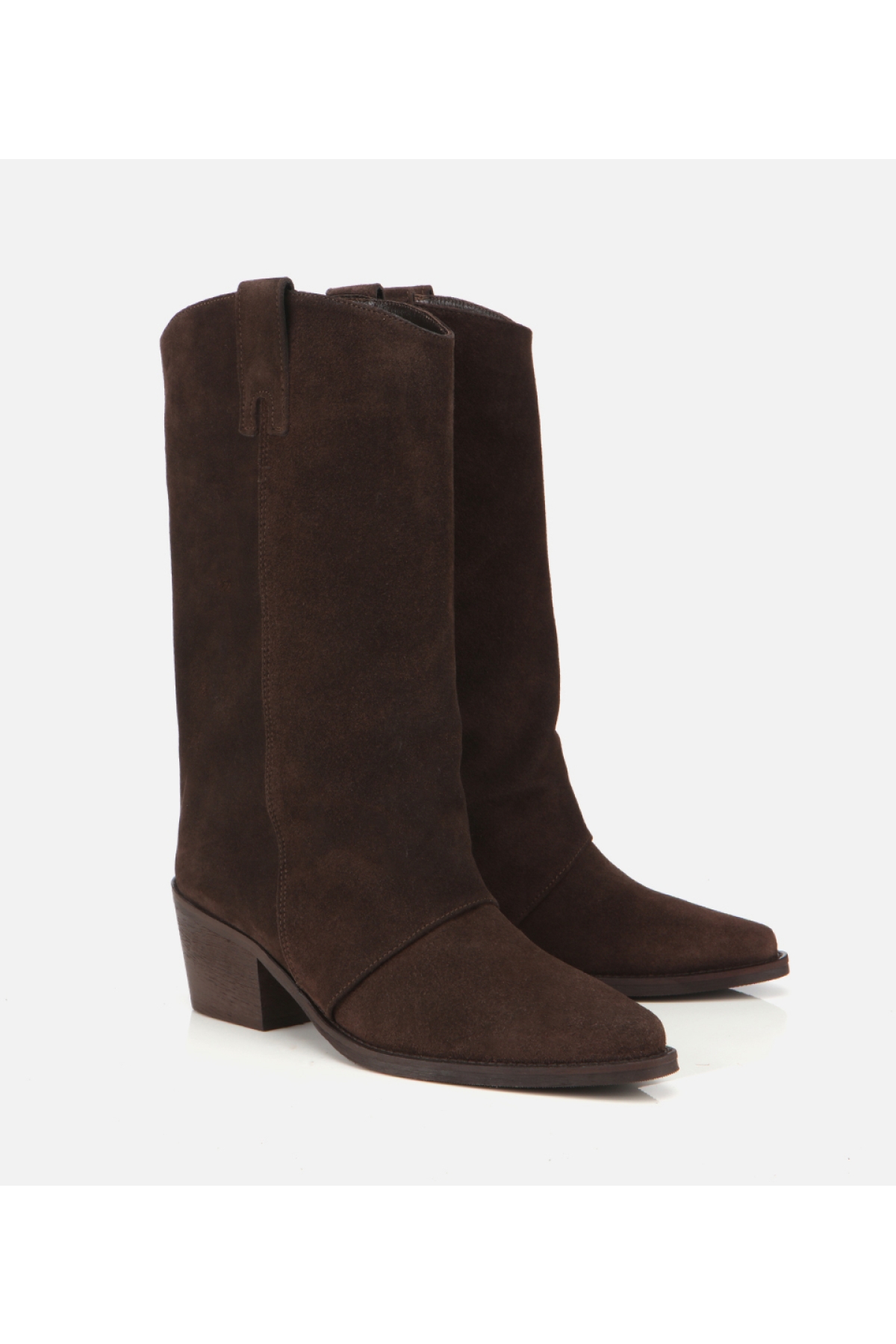 Kadın Süet Deri Kahverengi Kovboy Topuklu Bot - Görsel 2
