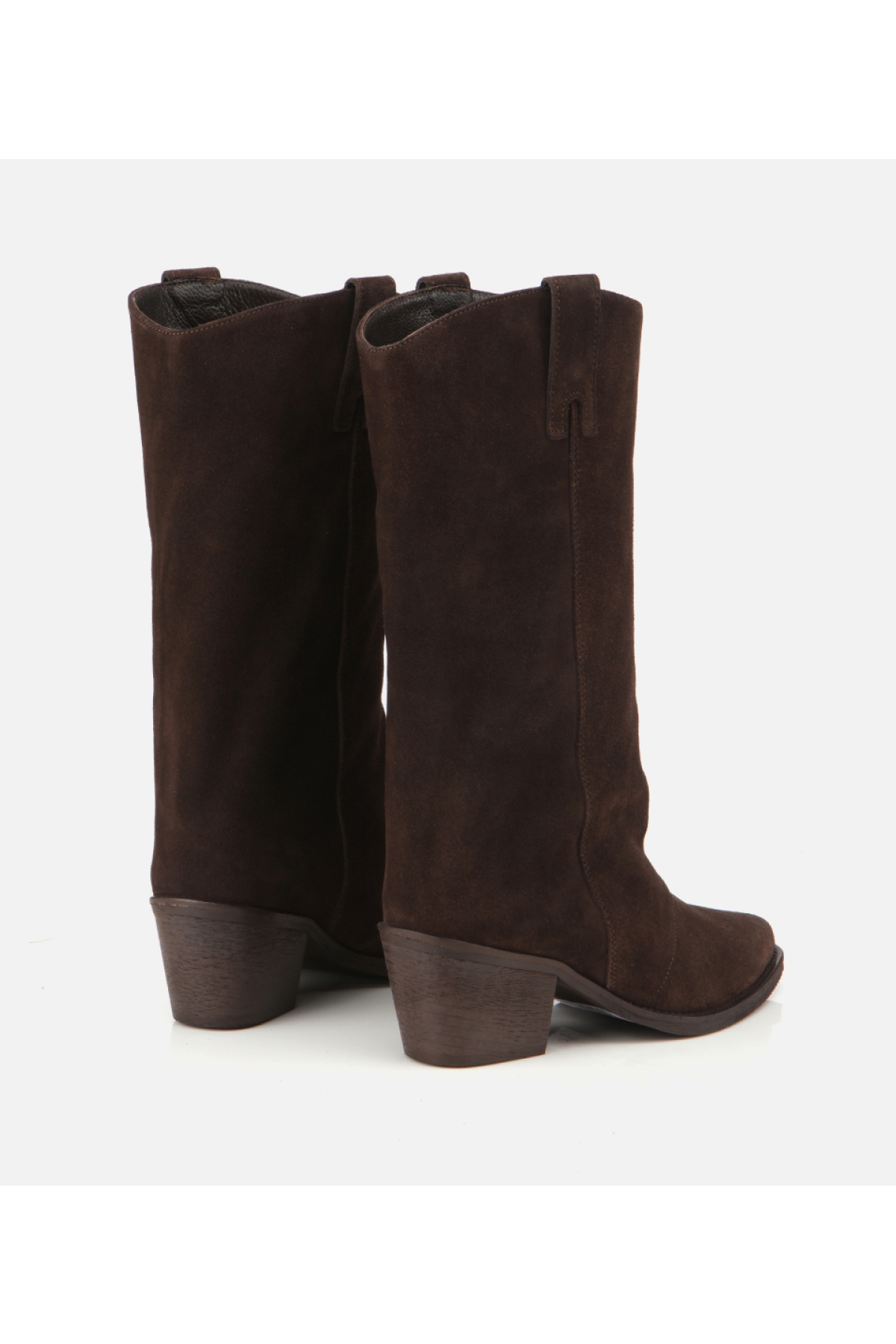 Kadın Süet Deri Kahverengi Kovboy Topuklu Bot - Görsel 3