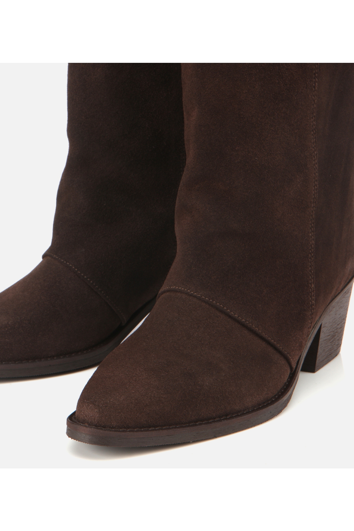 Kadın Süet Deri Kahverengi Kovboy Topuklu Bot - Görsel 4
