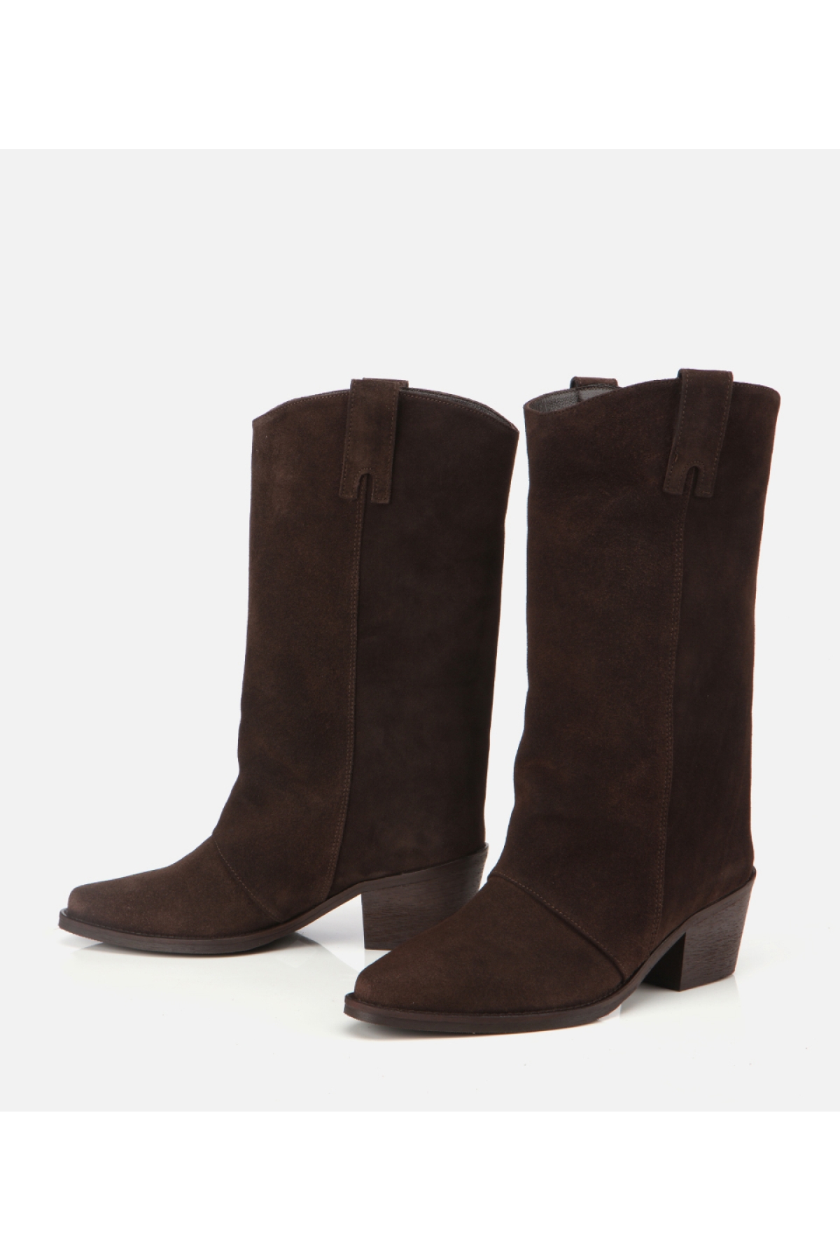 Kadın Süet Deri Kahverengi Kovboy Topuklu Bot - Görsel 5