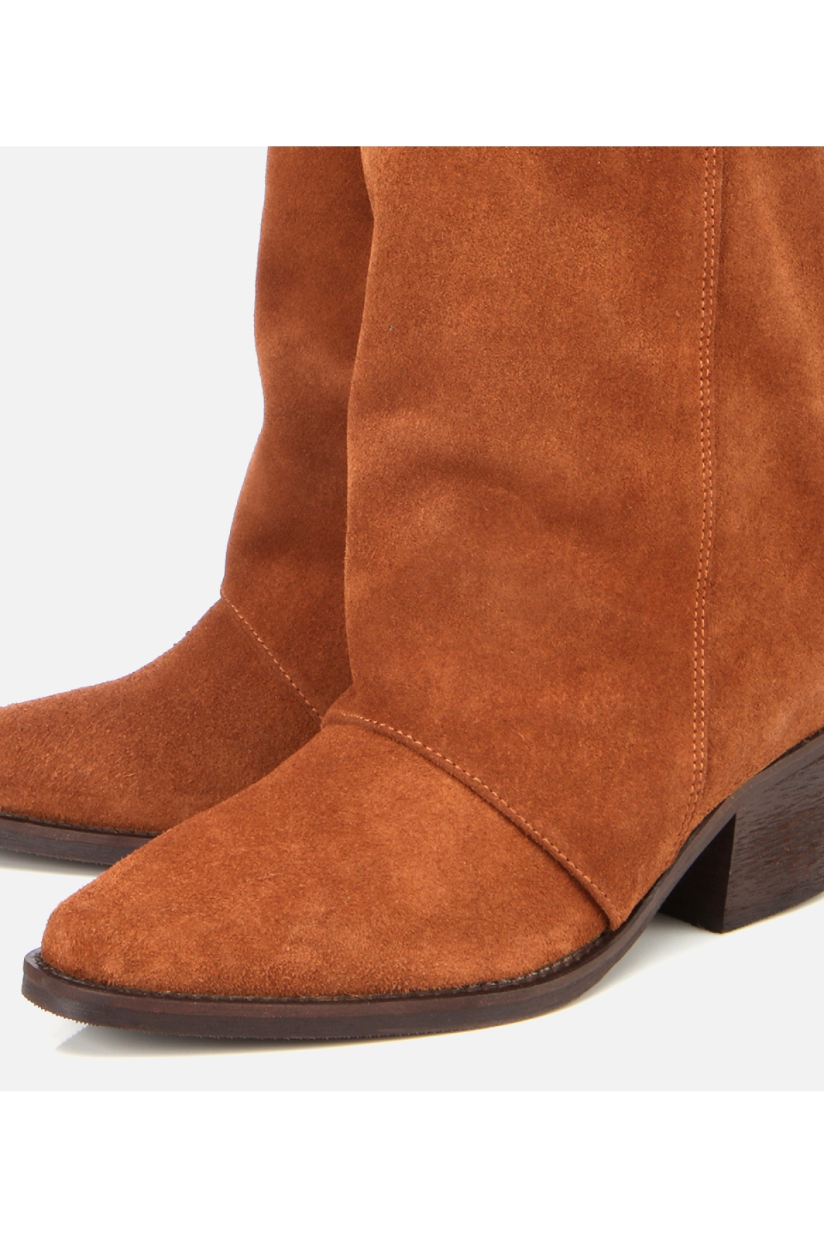 Kadın Süet Deri Taba Kovboy Topuklu Bot - Görsel 3