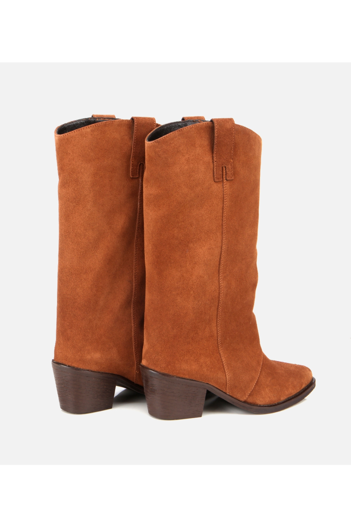 Kadın Süet Deri Taba Kovboy Topuklu Bot - Görsel 4