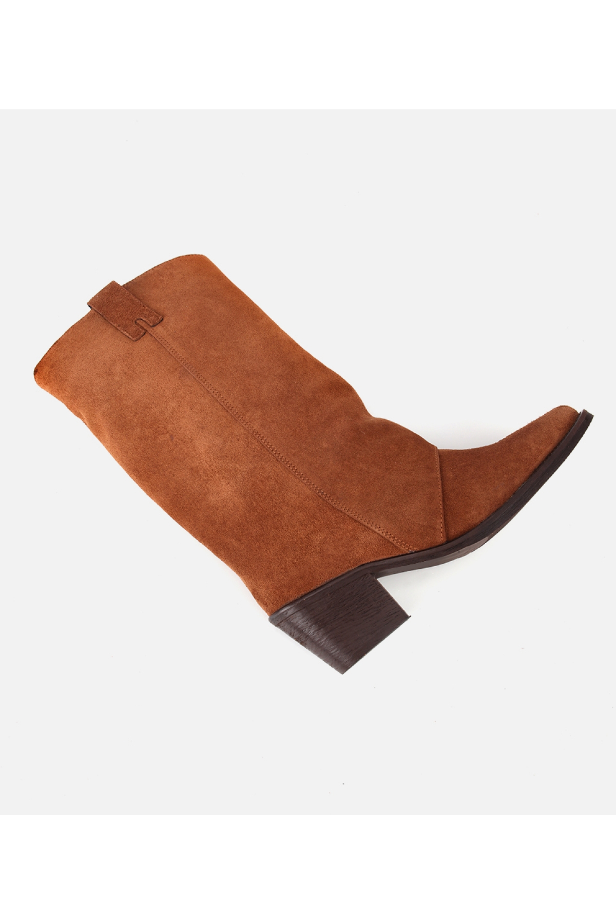 Kadın Süet Deri Taba Kovboy Topuklu Bot - Görsel 6