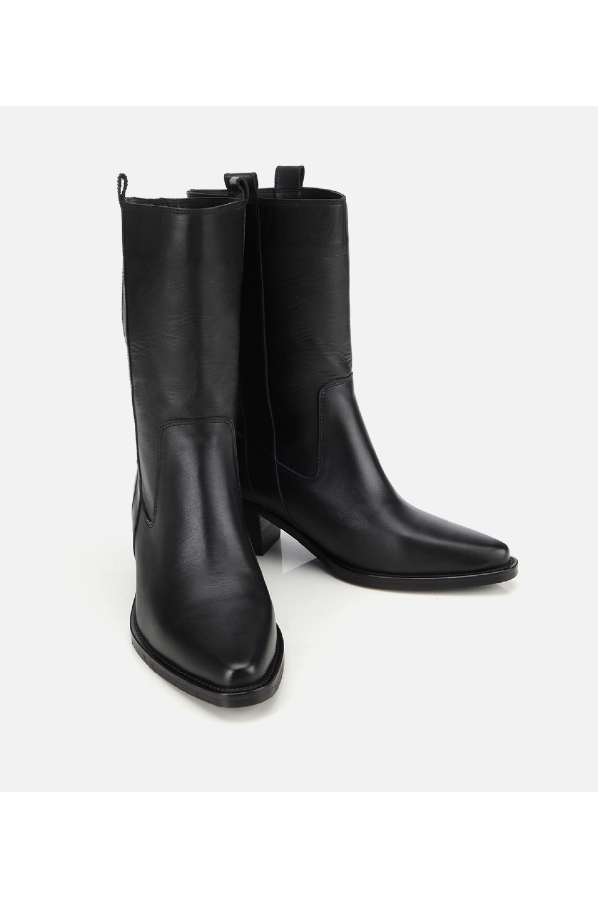 Kadın Deri Siyah Western Topuklu Bot - Görsel 2