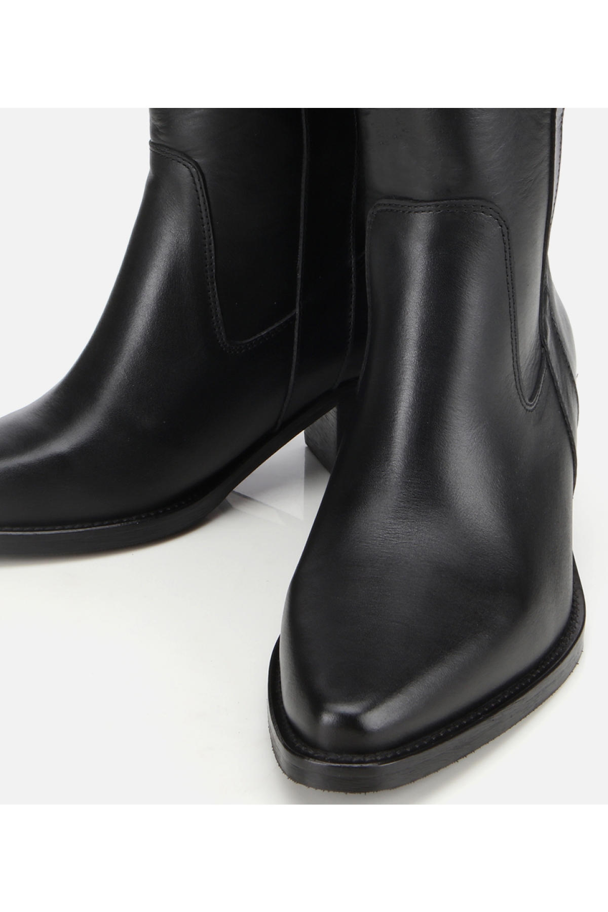 Kadın Deri Siyah Western Topuklu Bot - Görsel 3