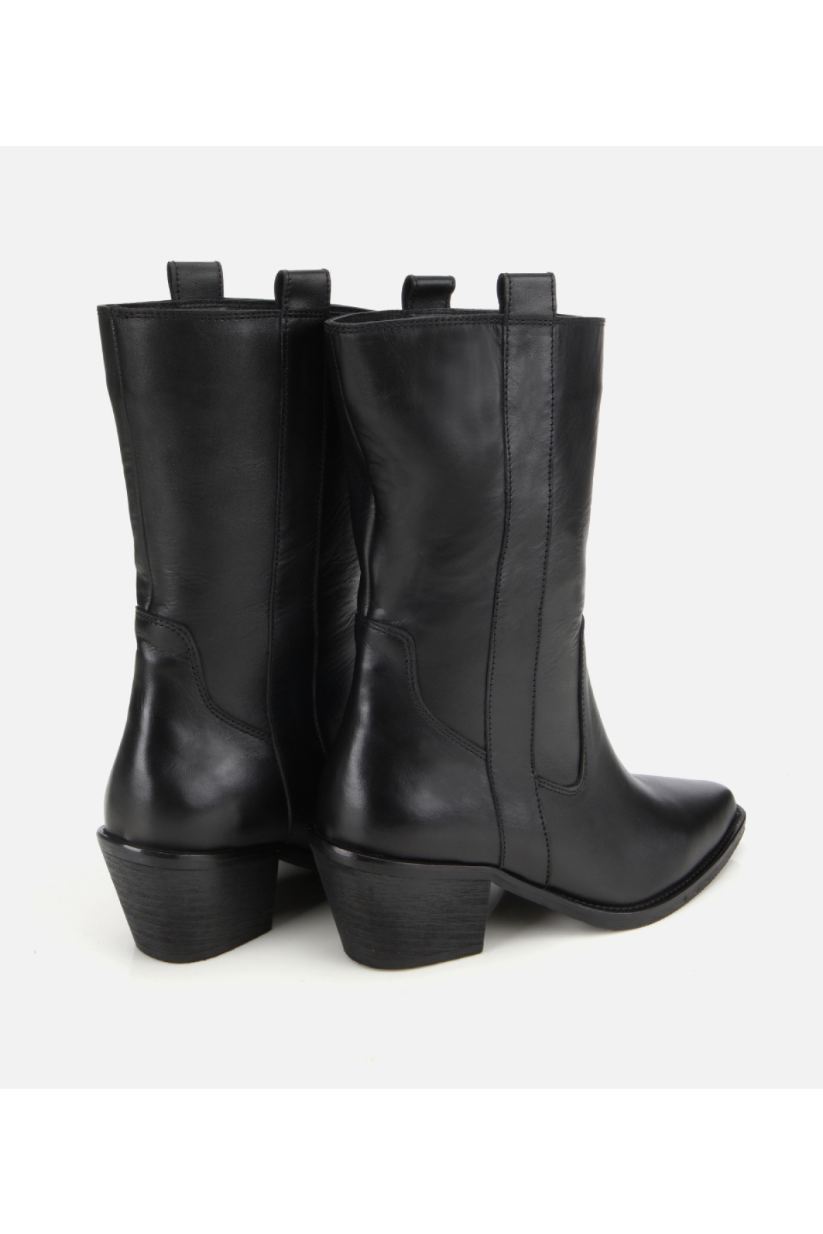 Kadın Deri Siyah Western Topuklu Bot - Görsel 4
