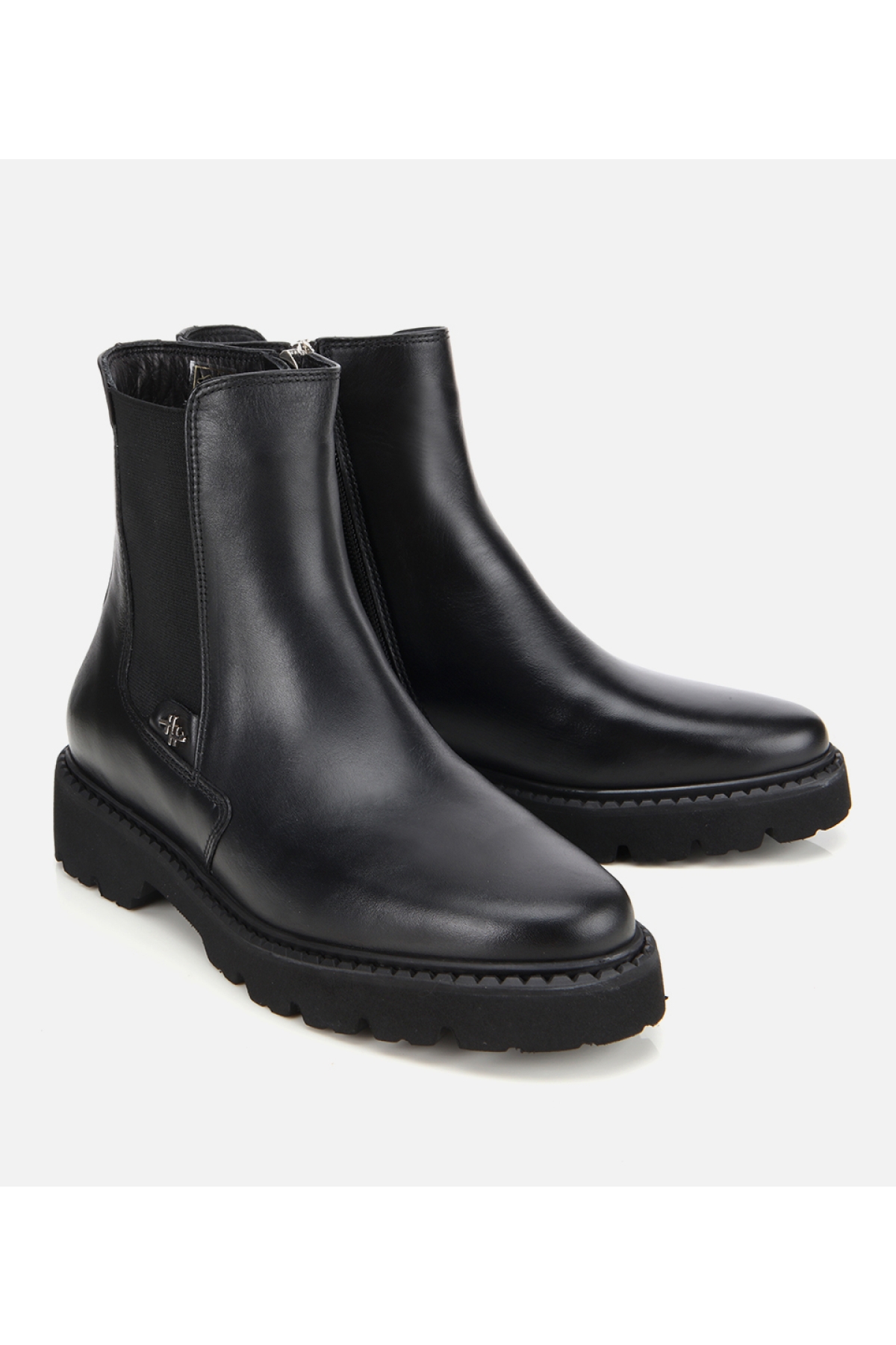 Kadın Deri Siyah Lastik Detaylı Bilekte Düz Bot - Görsel 2