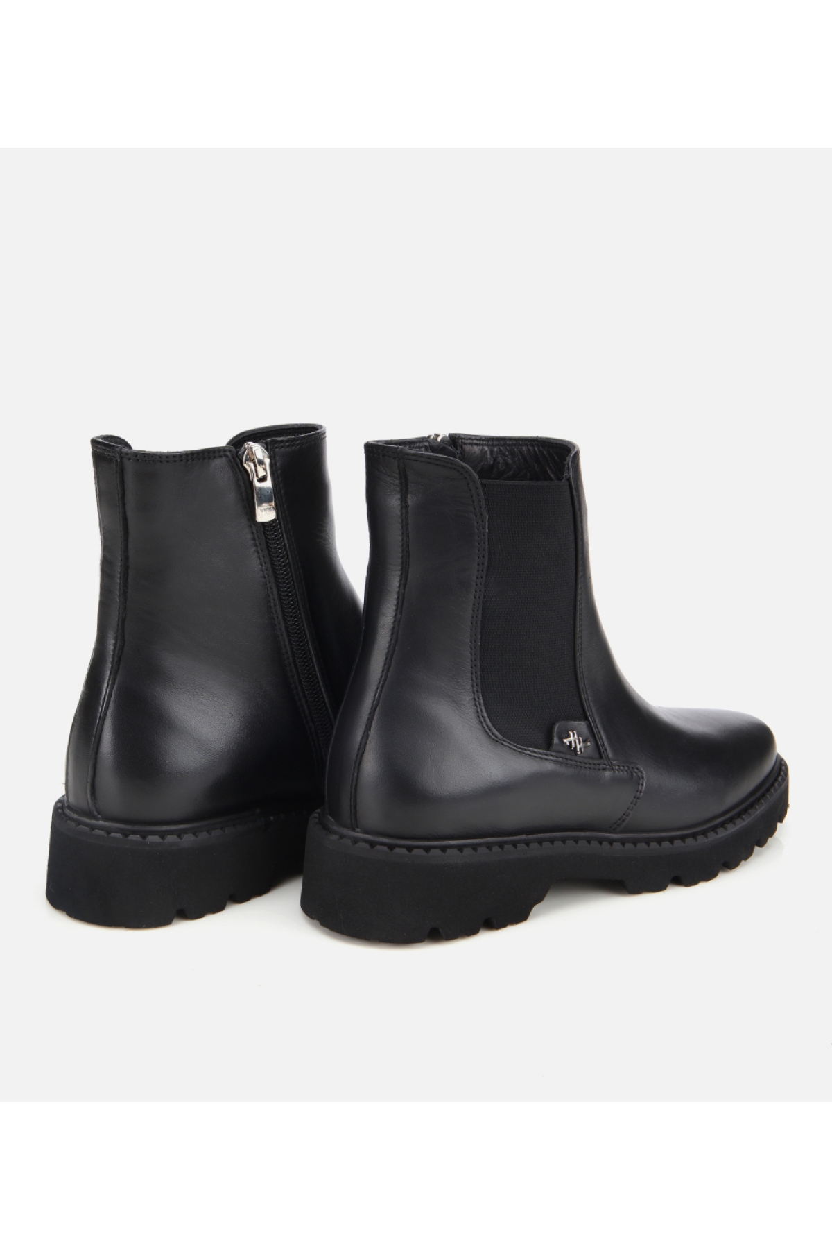 Kadın Deri Siyah Lastik Detaylı Bilekte Düz Bot - Görsel 4