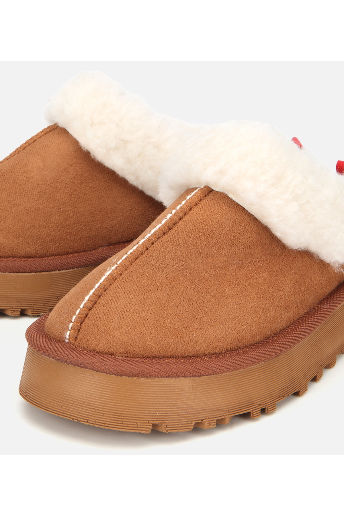 Kadın Süet Taba İçi Kürklü Düz Terlik - Görsel 3