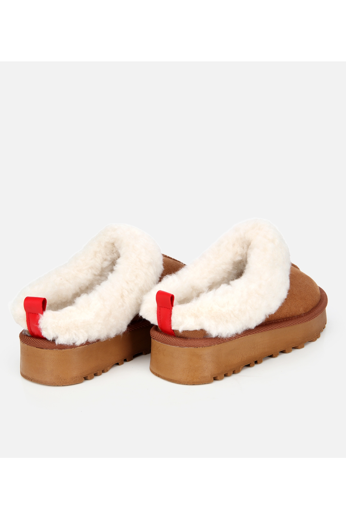 Kadın Süet Taba İçi Kürklü Düz Terlik - Görsel 4
