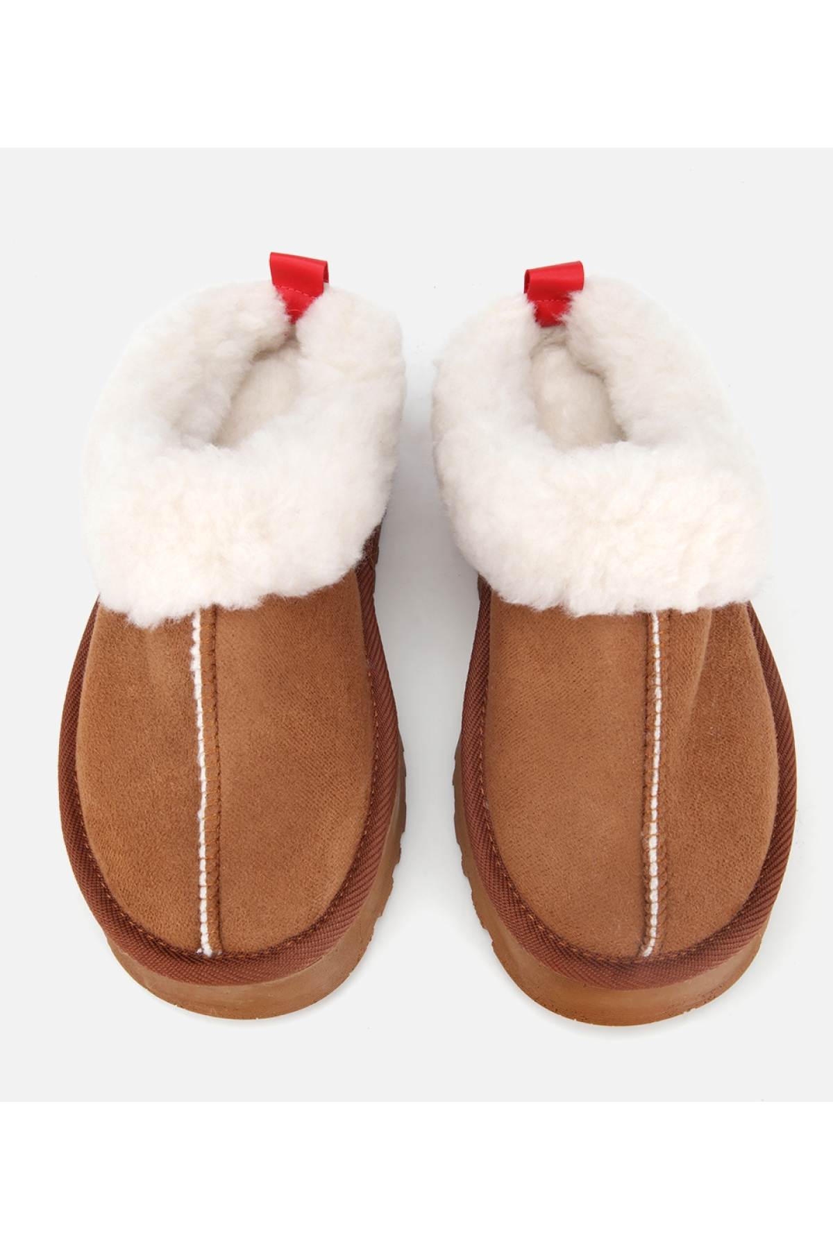 Kadın Süet Taba İçi Kürklü Düz Terlik - Görsel 6