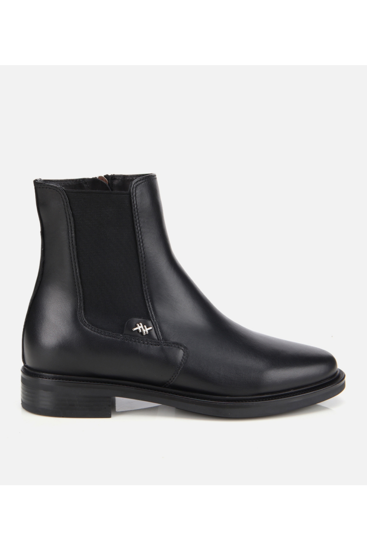 Kadın Deri Siyah Lastik Detaylı Bilekte Düz Bot