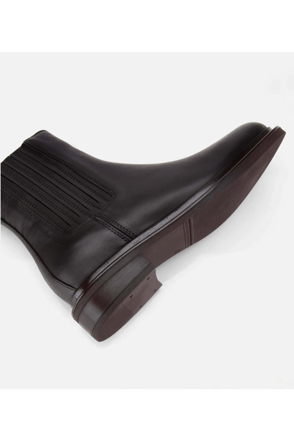 Kadın Deri Kahverengi Lastik Detaylı Bilekte Düz Bot - Görsel 6