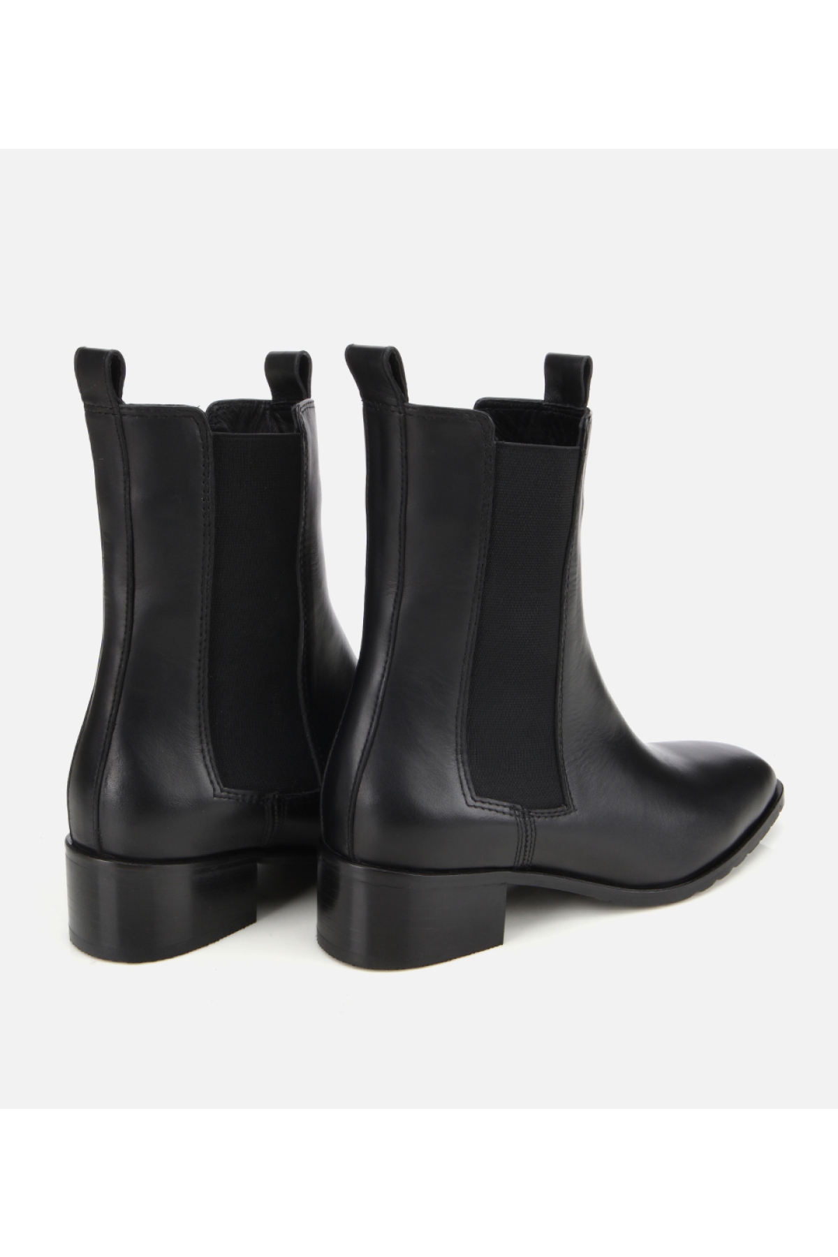 Kadın Deri Siyah Lastik Detaylı Düz Bot - Görsel 5
